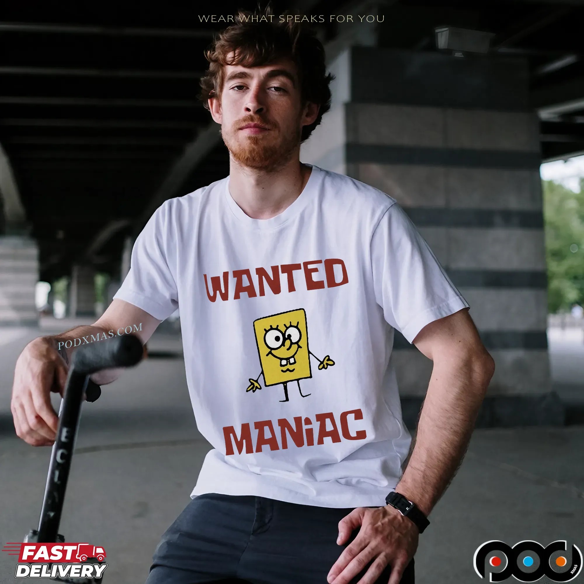 Wanted Maniac Cartoon Sponge Cartoon Parody T Shirt