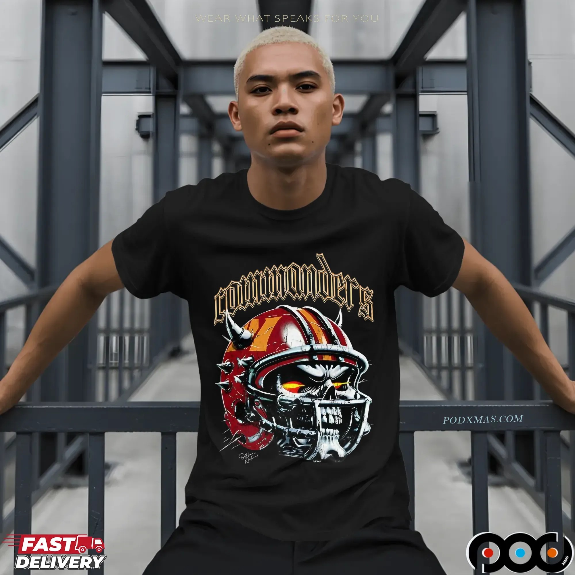 Washington Commanders Skull Helmet 2025 Halloween T Shirt