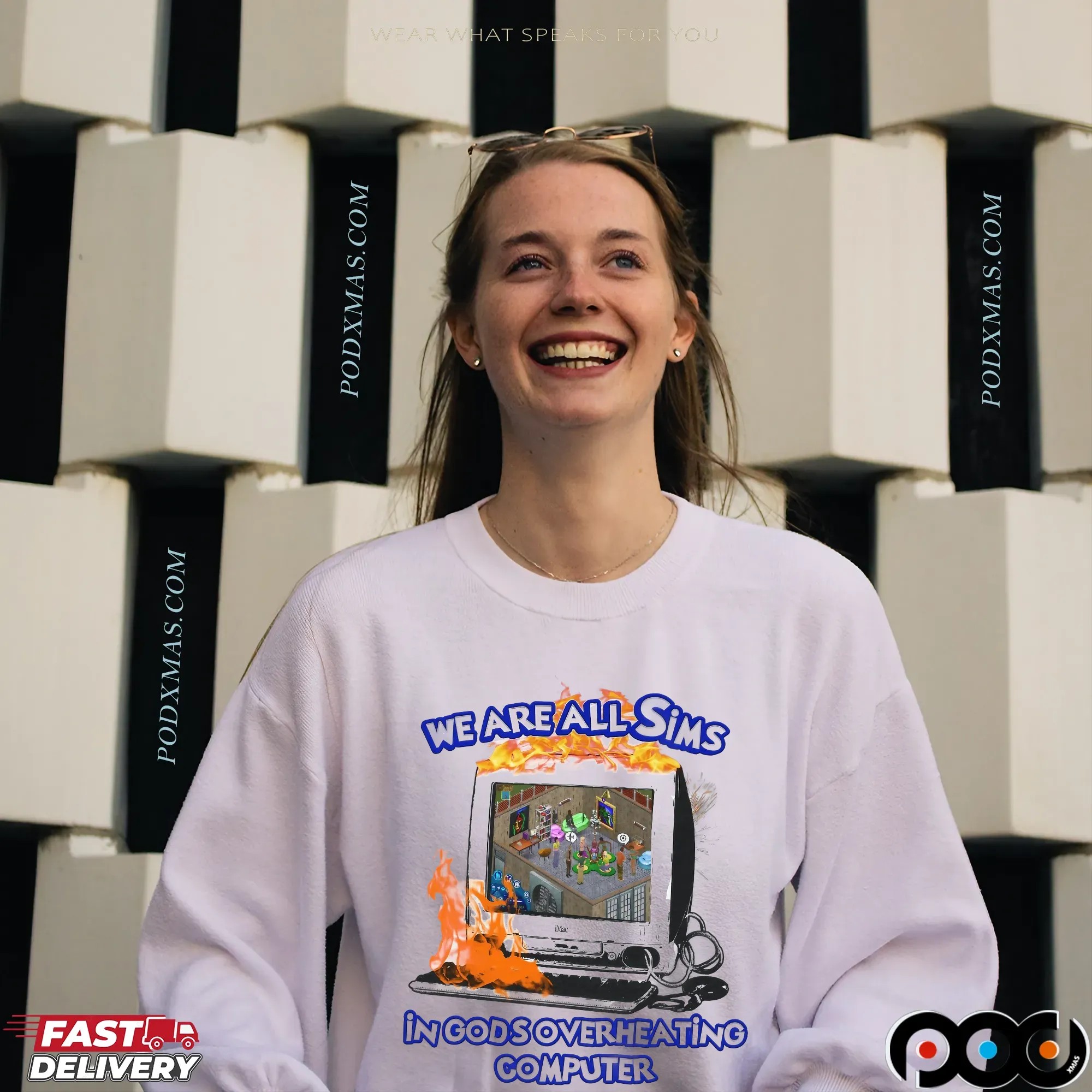 We Are All Sims In God's Overheating Computer Graphic T Shirt