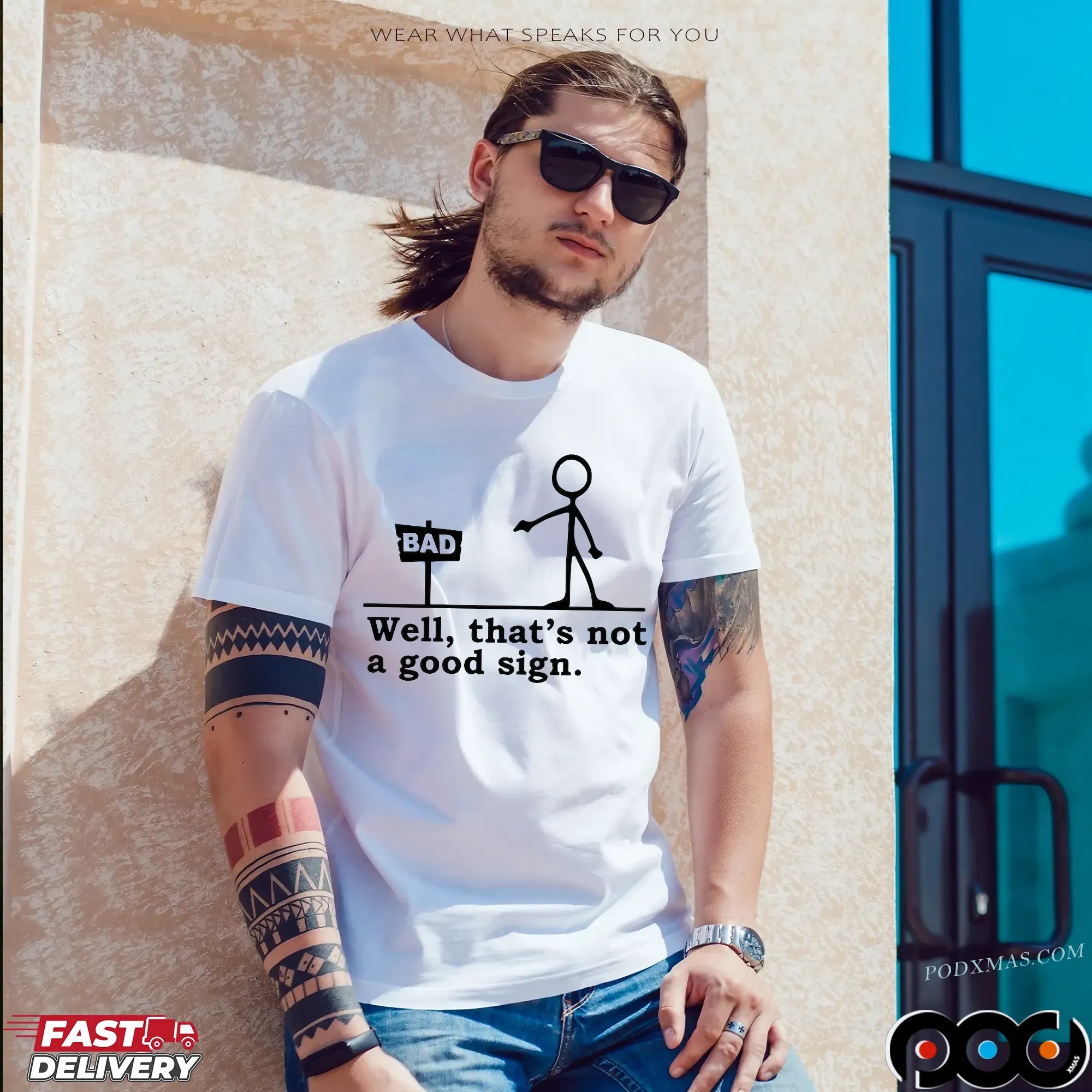 Well That's Not A Good Sign Bad Cartoon Stick Figure T Shirt