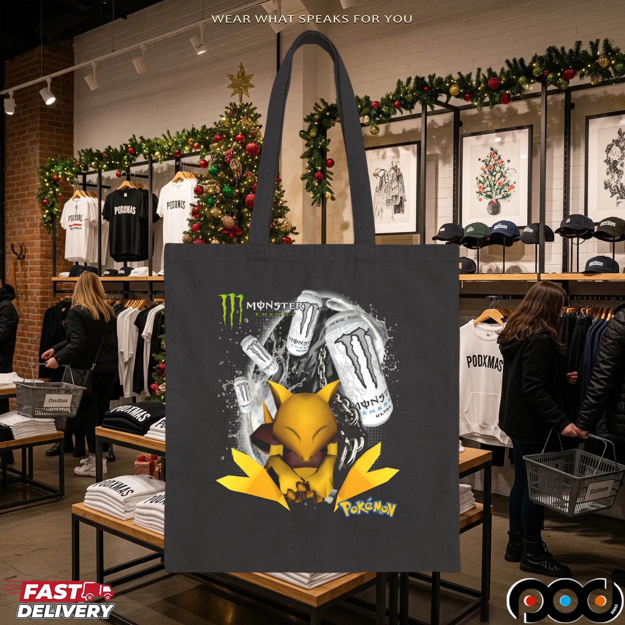 White Monster Energy Pokémon Sleeping Abra T Shirt