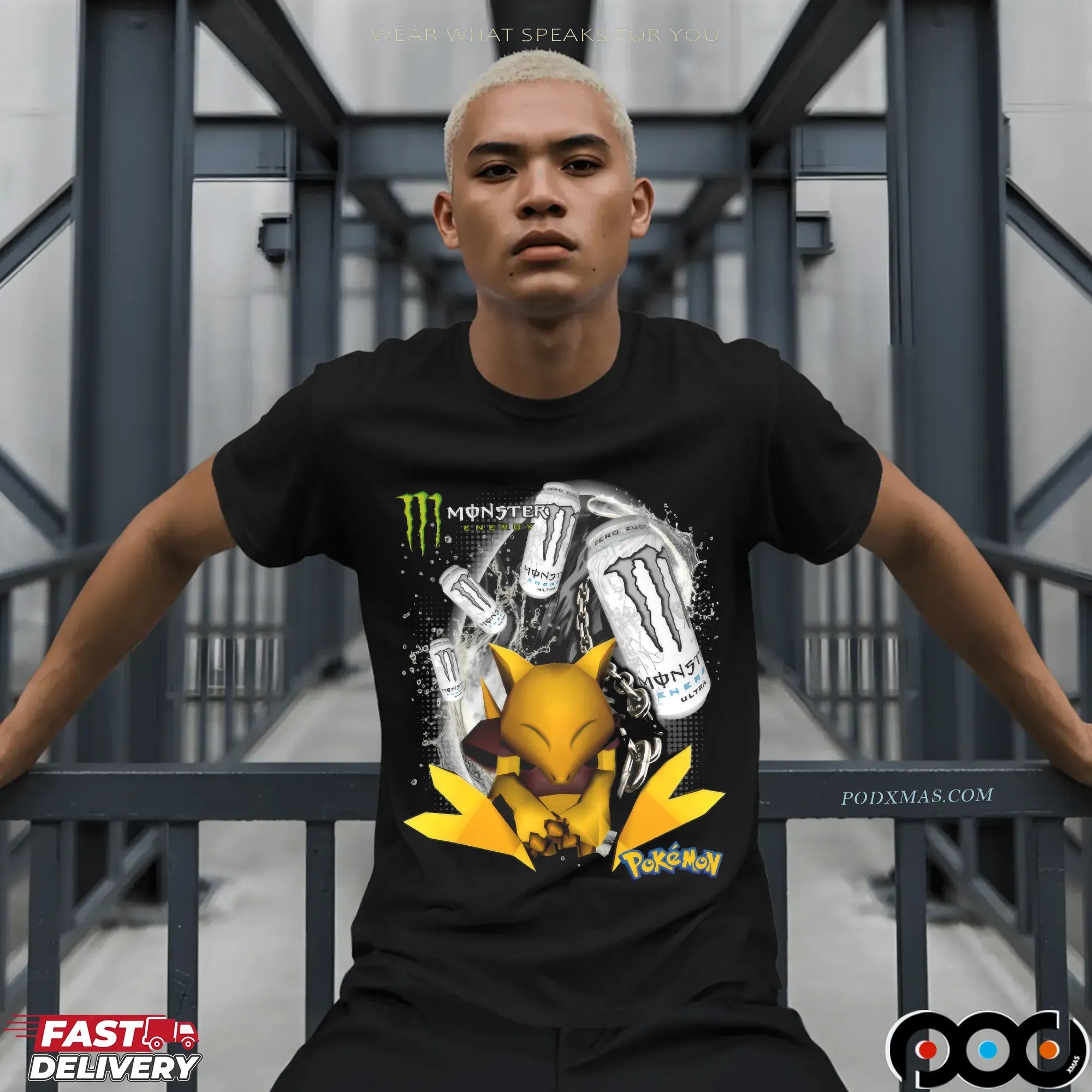 White Monster Energy Pokémon Sleeping Abra T Shirt
