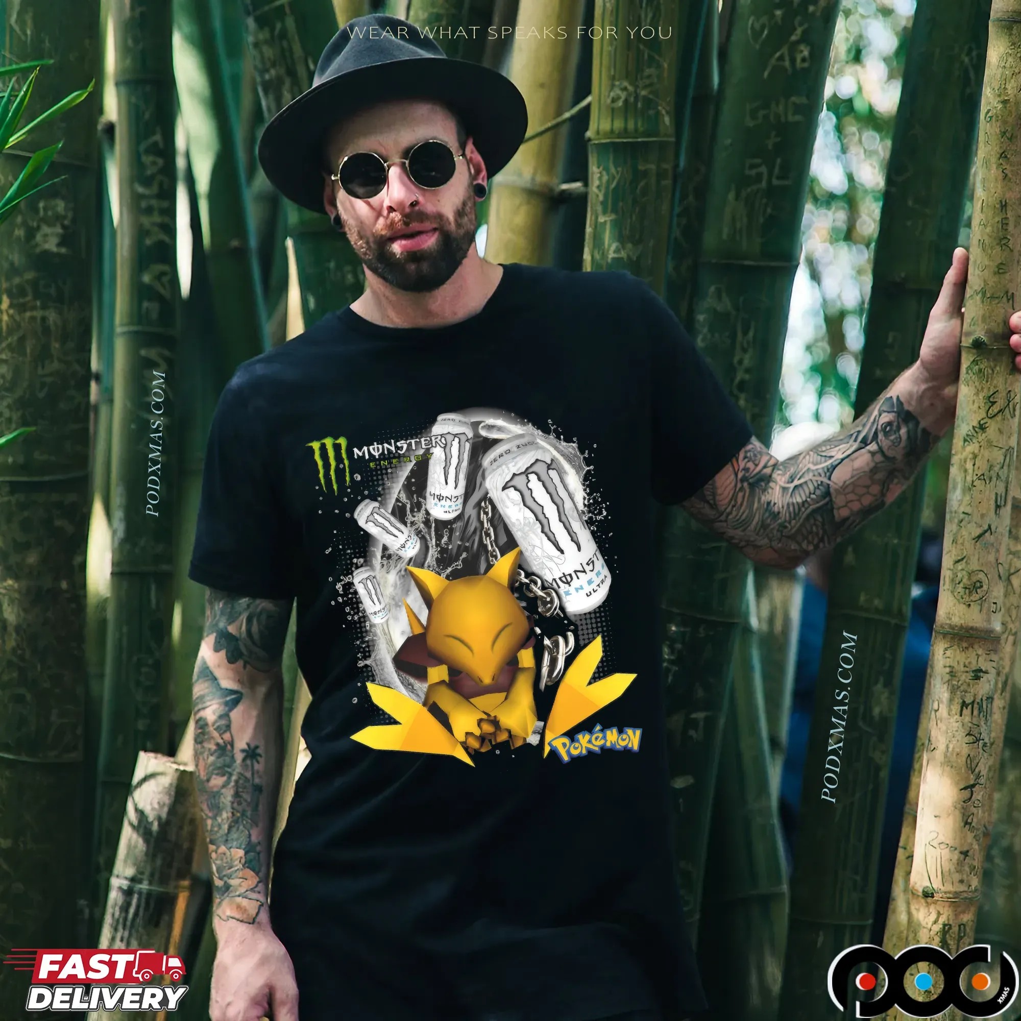 White Monster Energy Pokémon Sleeping Abra T Shirt