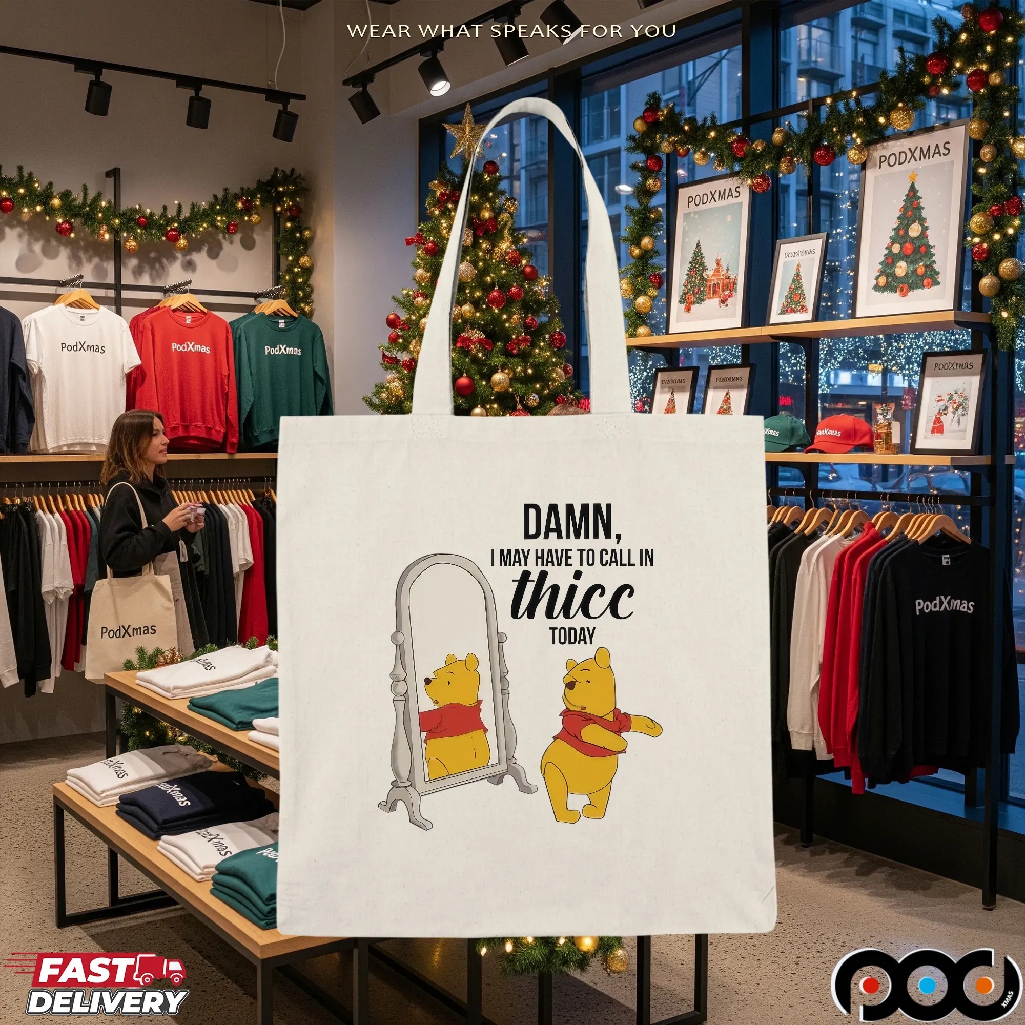 Winnie Pooh Damn I May Have To Call In Thicc Today Meme T Shirt