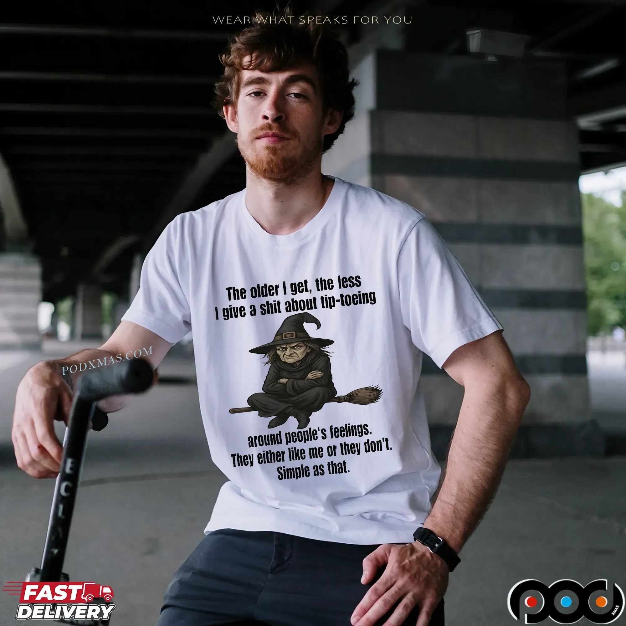 Wizard The Older I Get The Less I Give A Shit About Tip Toeing Around People's Feelings T Shirt