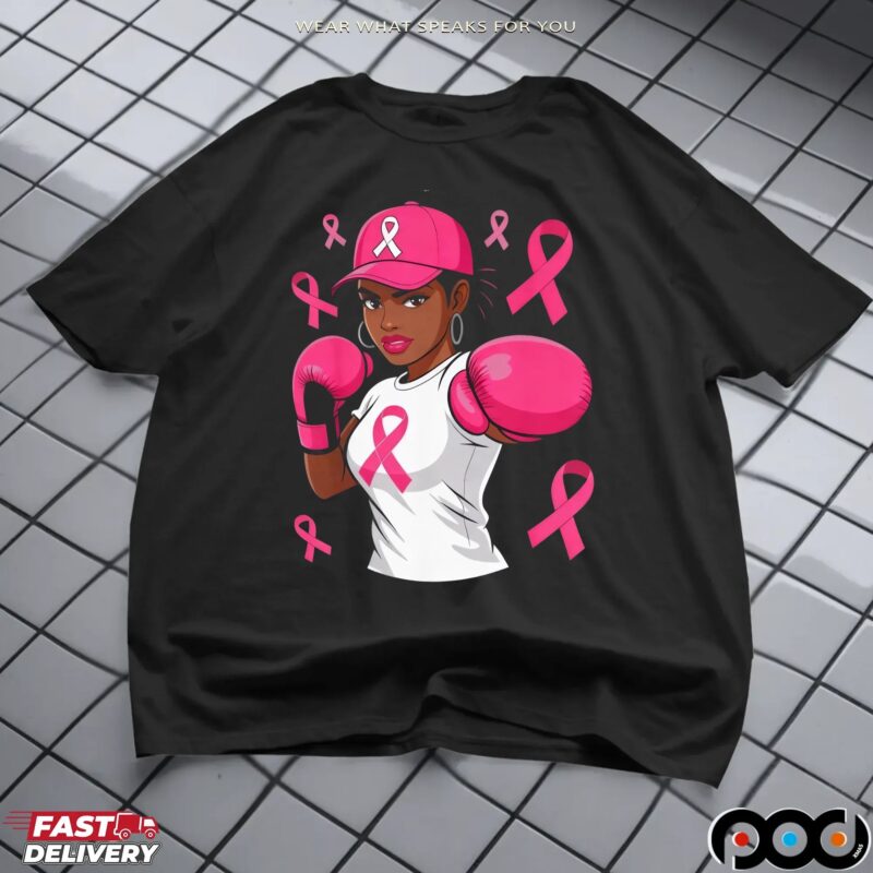 Breast Cancer Awareness African American Woman Boxing T Shirt