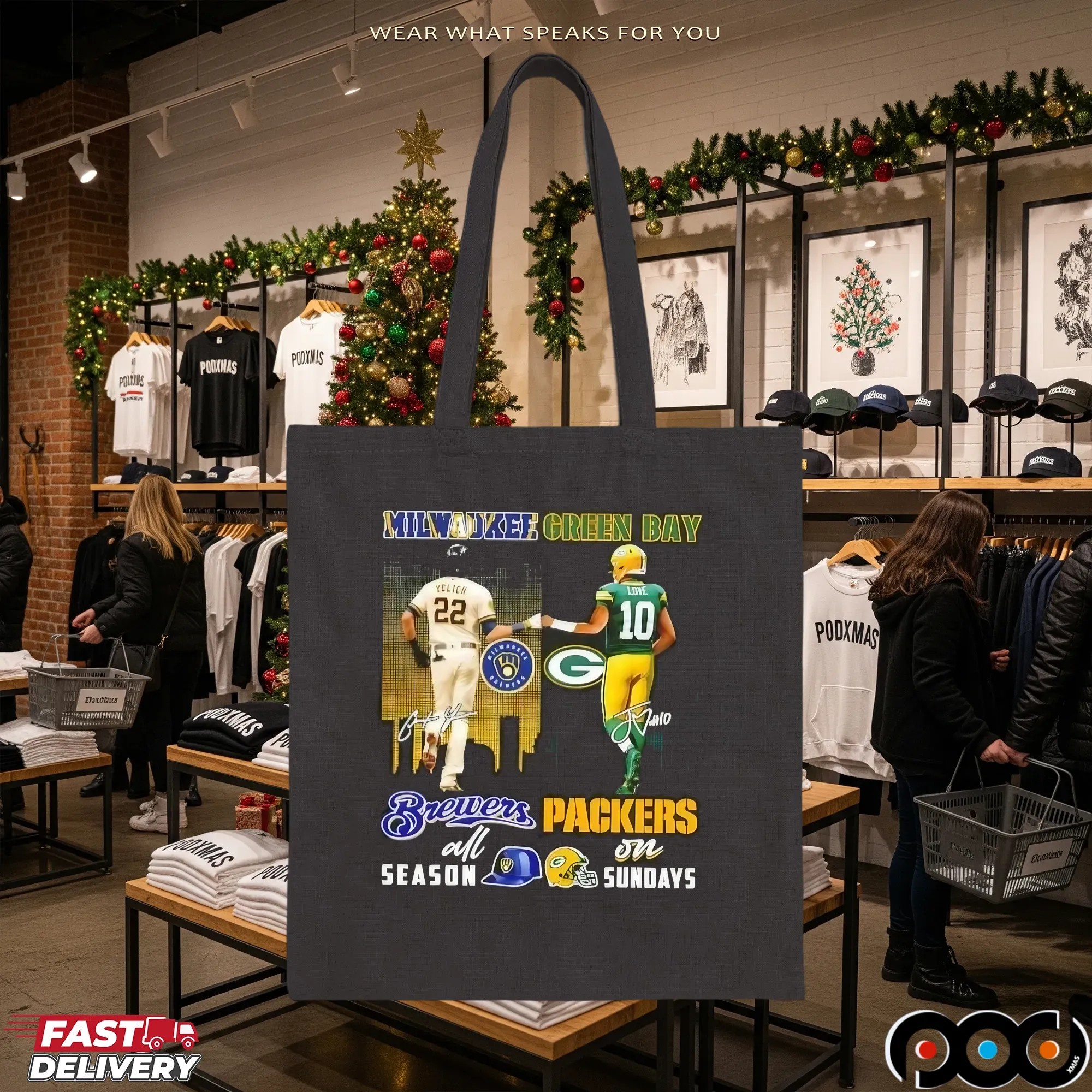 Yelich Milwaukee Brewers All Season Love Green Bay Packers On Sundays City Skyline T Shirt