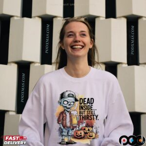 Zombie Dead Inside But Still Thirsty Pumpkin Halloween T Shirt