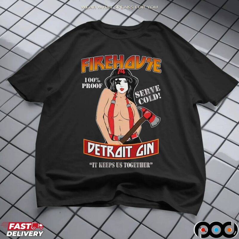 KISS Inspired Firehouse Detroit Gin T Shirt KISS Inspired Firehouse Detroit Gin T Shirt