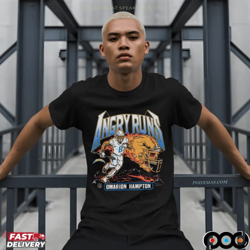 Angry Runs Angeles Chargers Omarion Hampton 2025 T Shirt