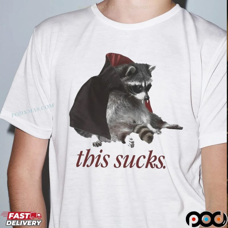 Vampire Raccoon This Sucks Halloween T Shirt