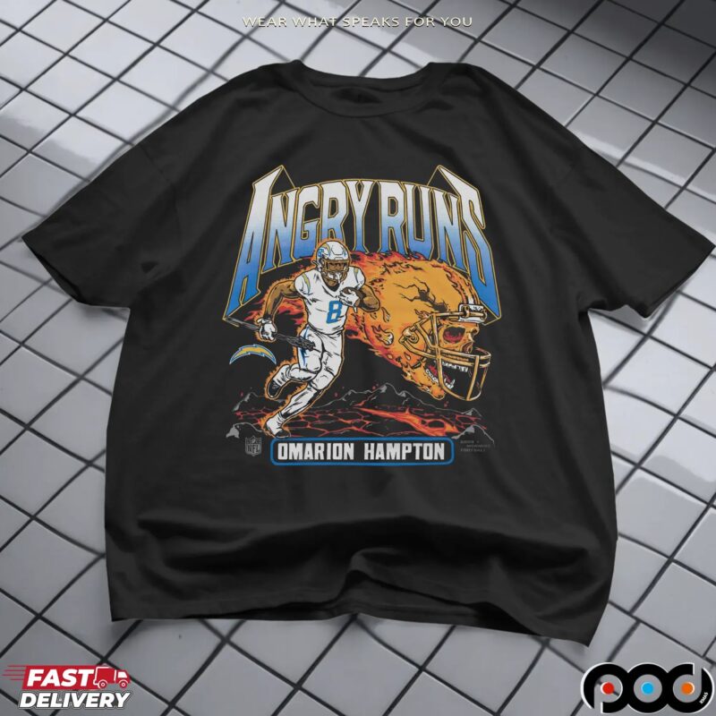 Angry Runs Angeles Chargers Omarion Hampton 2025 T Shirt