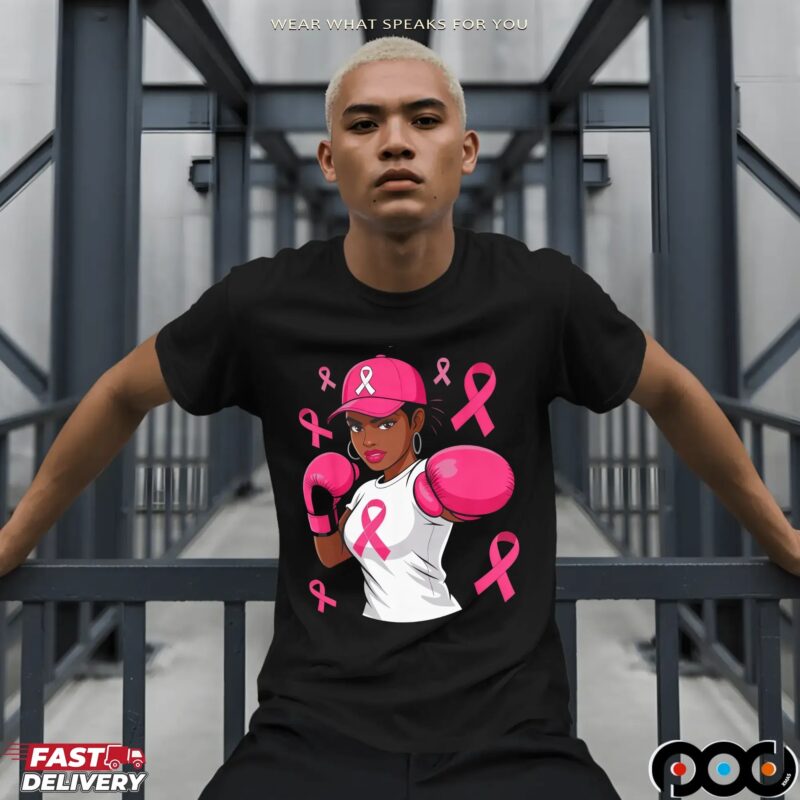 Breast Cancer Awareness African American Woman Boxing T Shirt