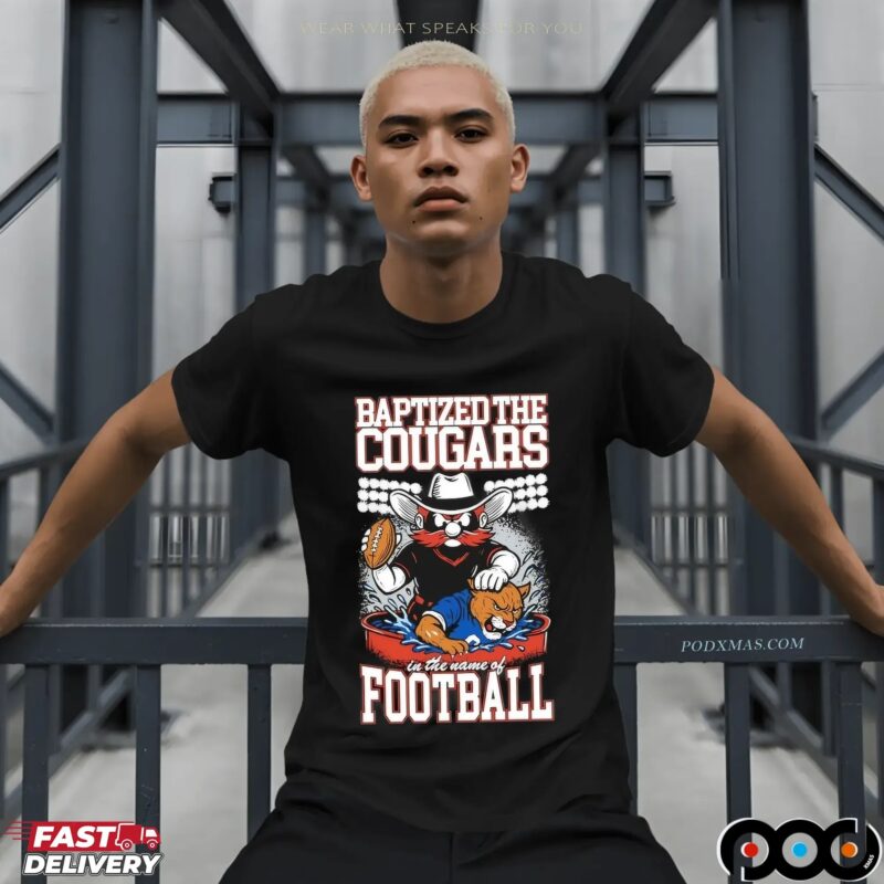 Texas Tech Red Raiders Vs Byu Cougars Baptized The Cougars Rivalry Graphic T Shirt