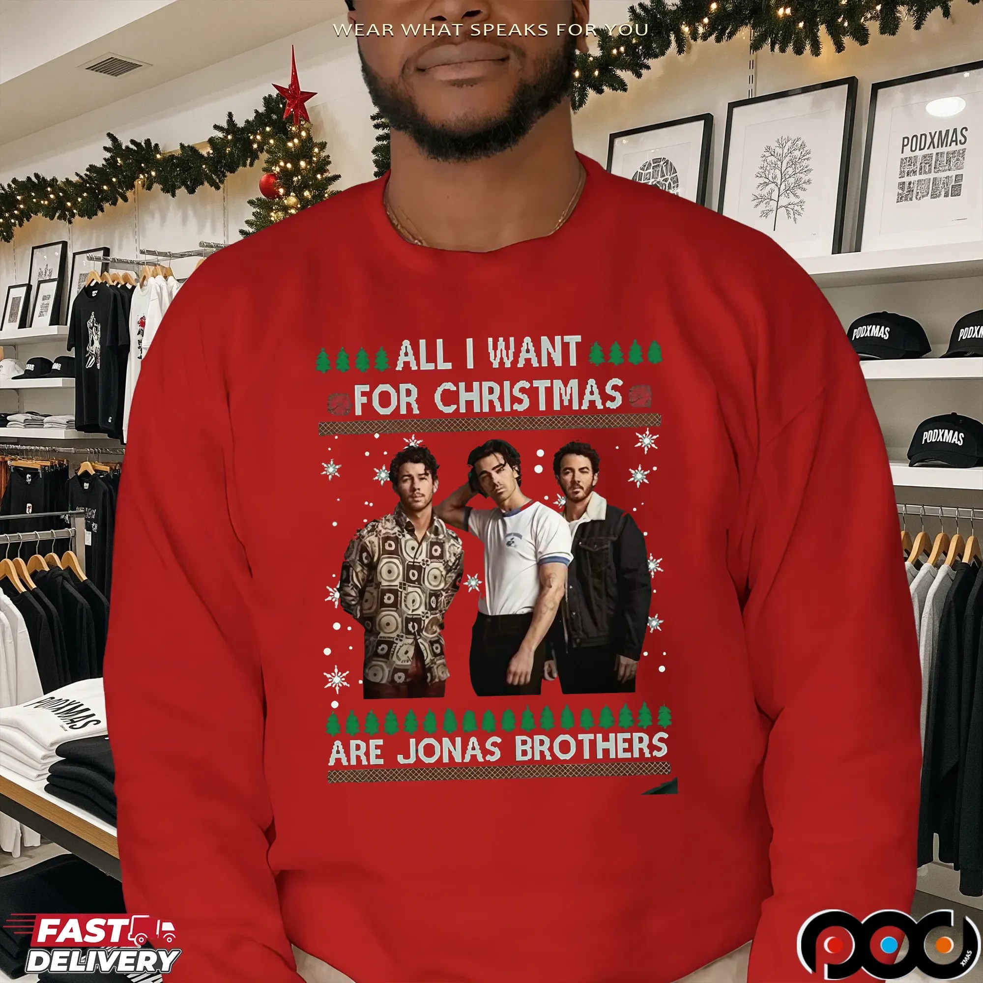 All I Want For Xmas Are Jonas Brothers Ugly Christmas T Shirt