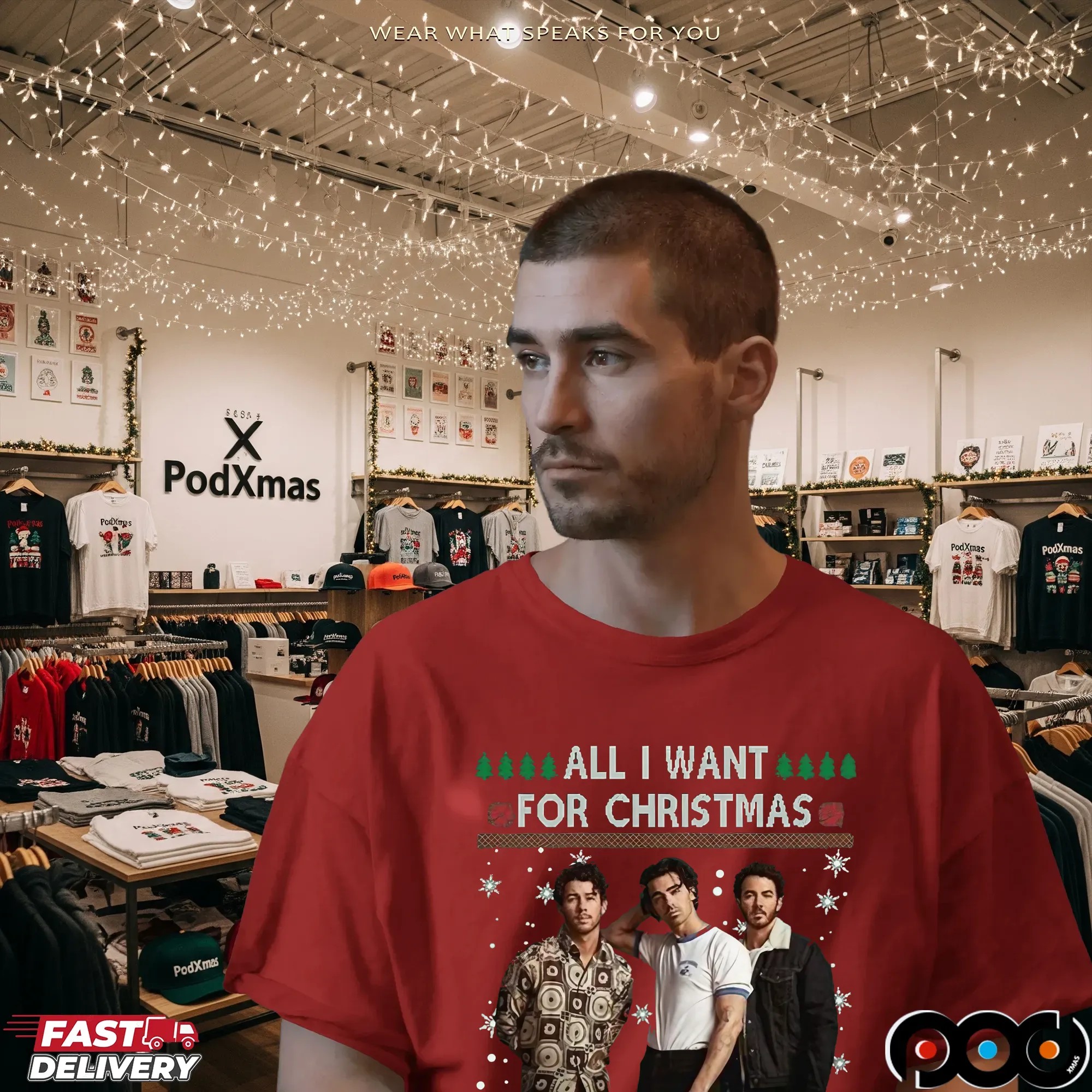 All I Want For Xmas Are Jonas Brothers Ugly Christmas T Shirt