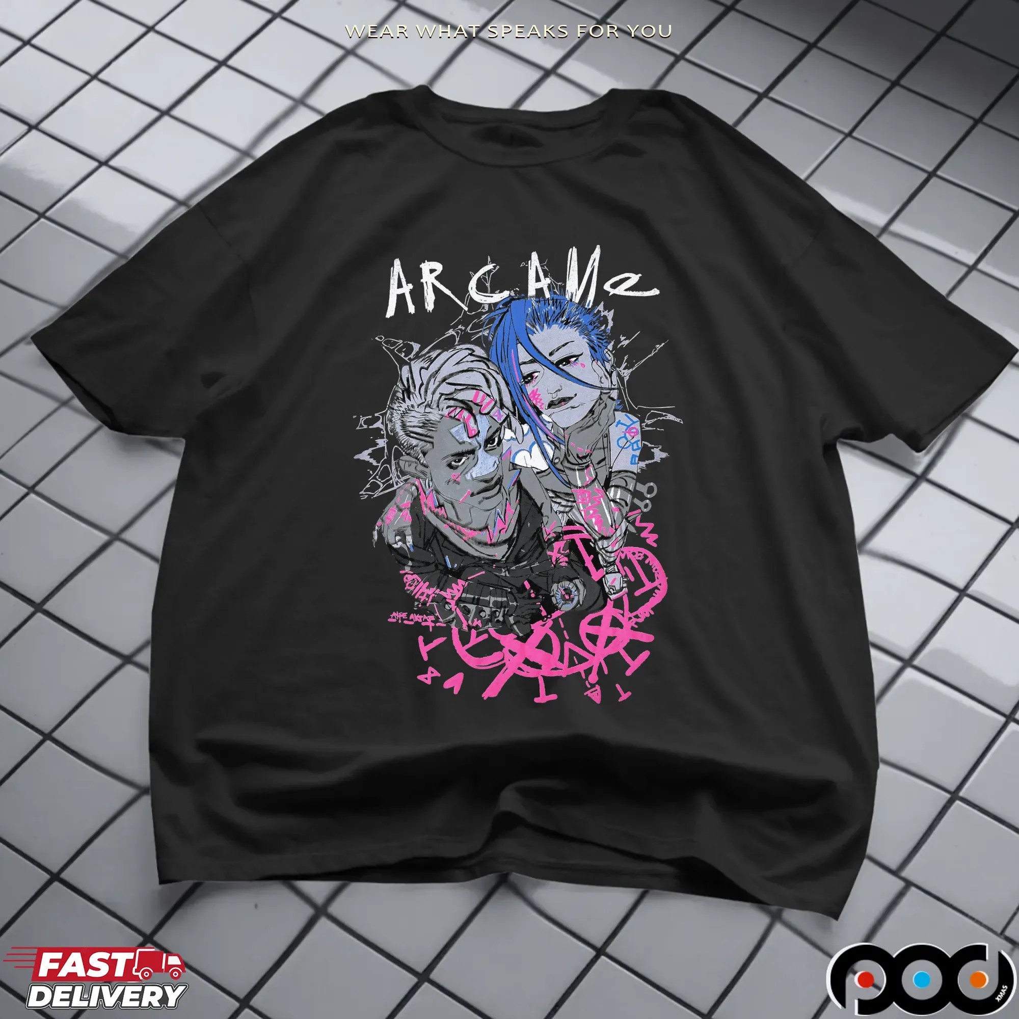 Arcane Jinx and Ekko League Of Legends Graphic T Shirt