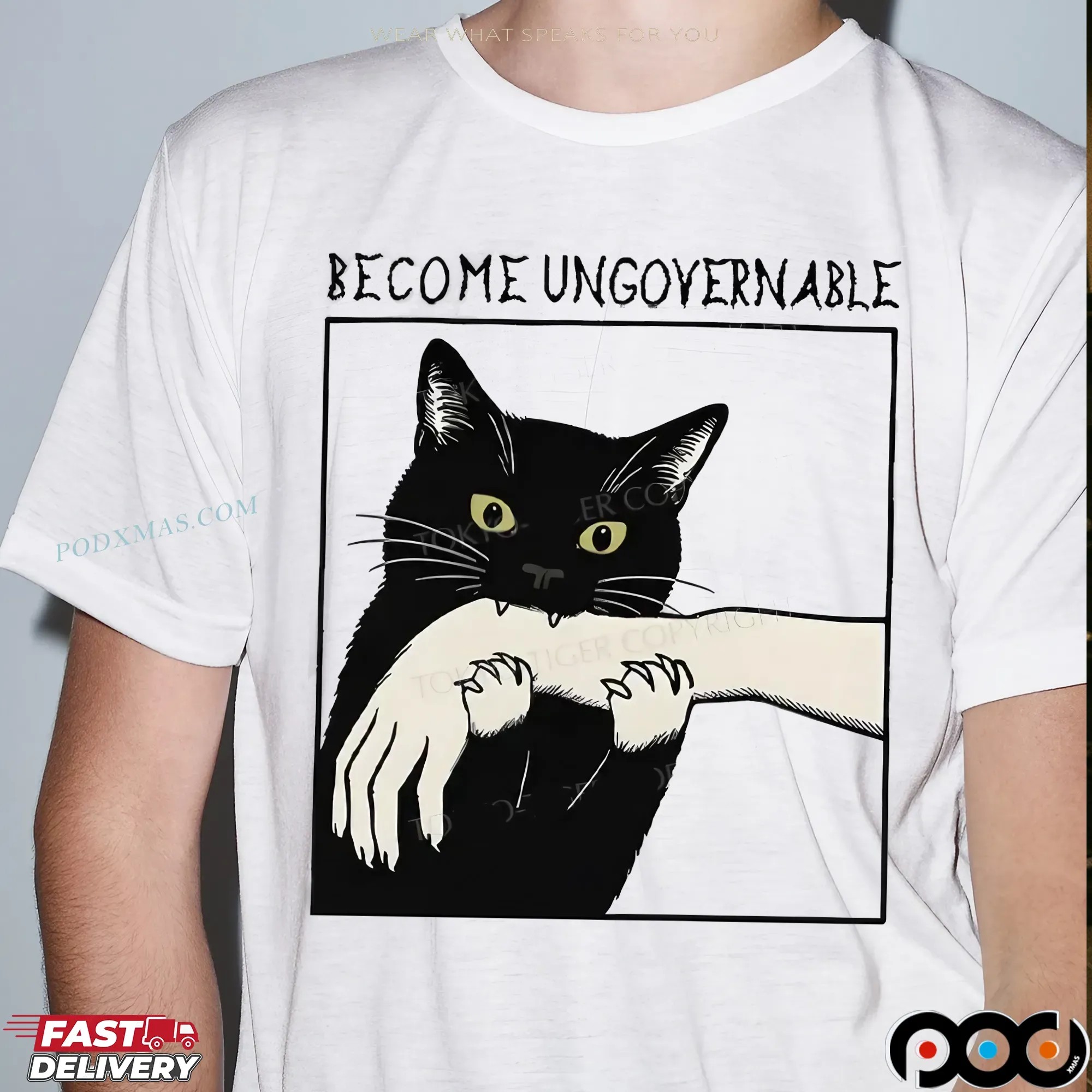 Become Ungovernable Black Cat Biting Meme T Shirt