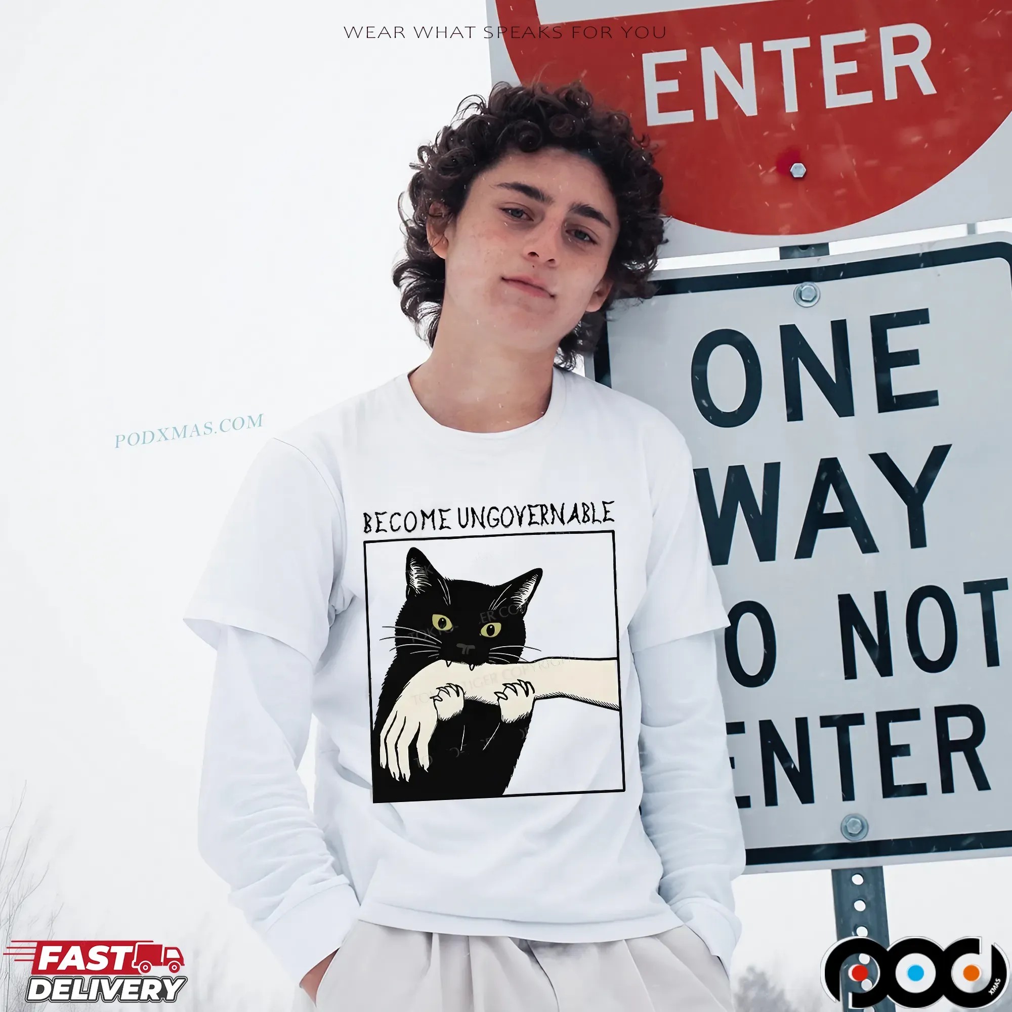 Become Ungovernable Black Cat Biting Meme T Shirt