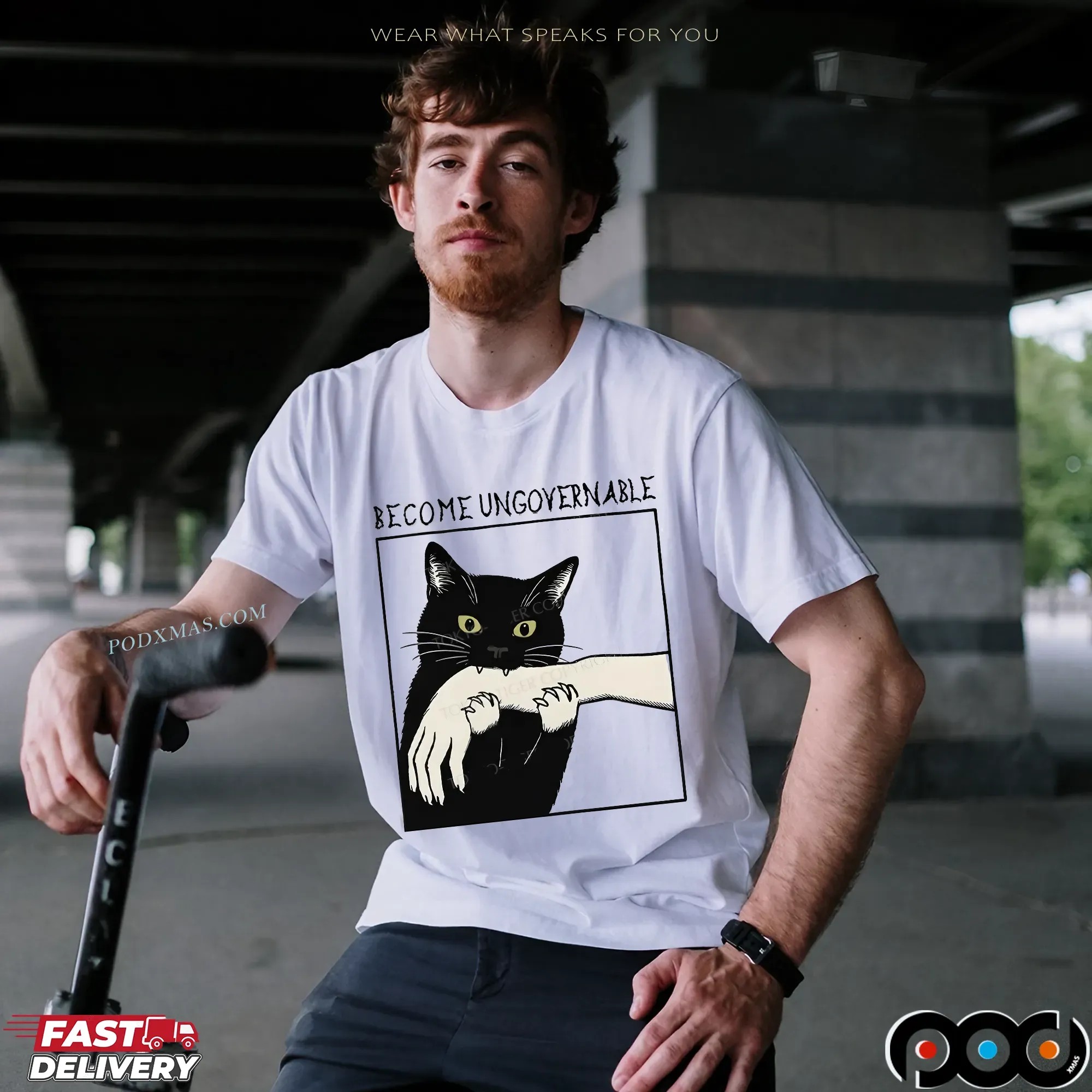Become Ungovernable Black Cat Biting Meme T Shirt