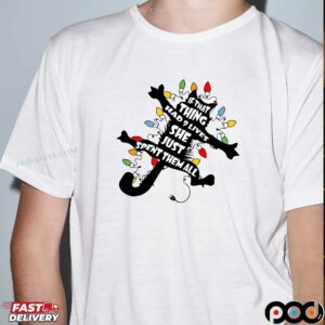 Black Cat If That Thing Had 9 Lives She Just Spent Them All Christmas Light Meme T Shirt