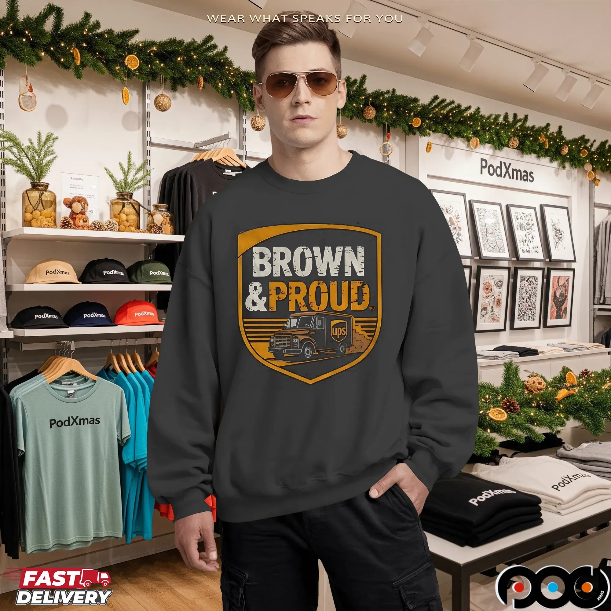 Brown And Proud Ups Driver Pride Logo Graphic T Shirt