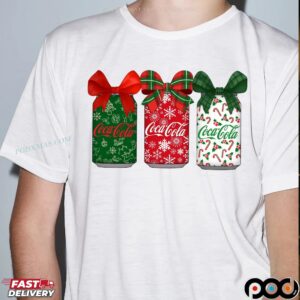 Coca Cola Cans With Coquette Bow Christmas Soda Lover T Shirt