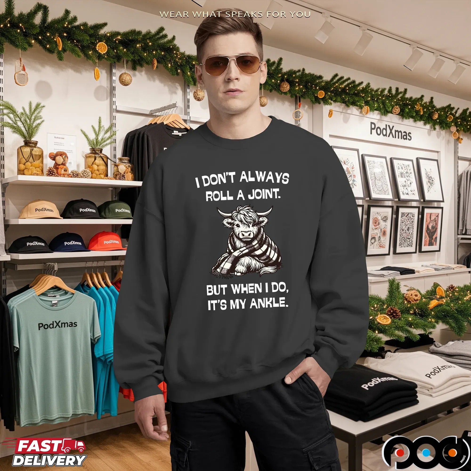 Cow I Don't Always Roll A Joint But When I Do, It's My Ankle T Shirt