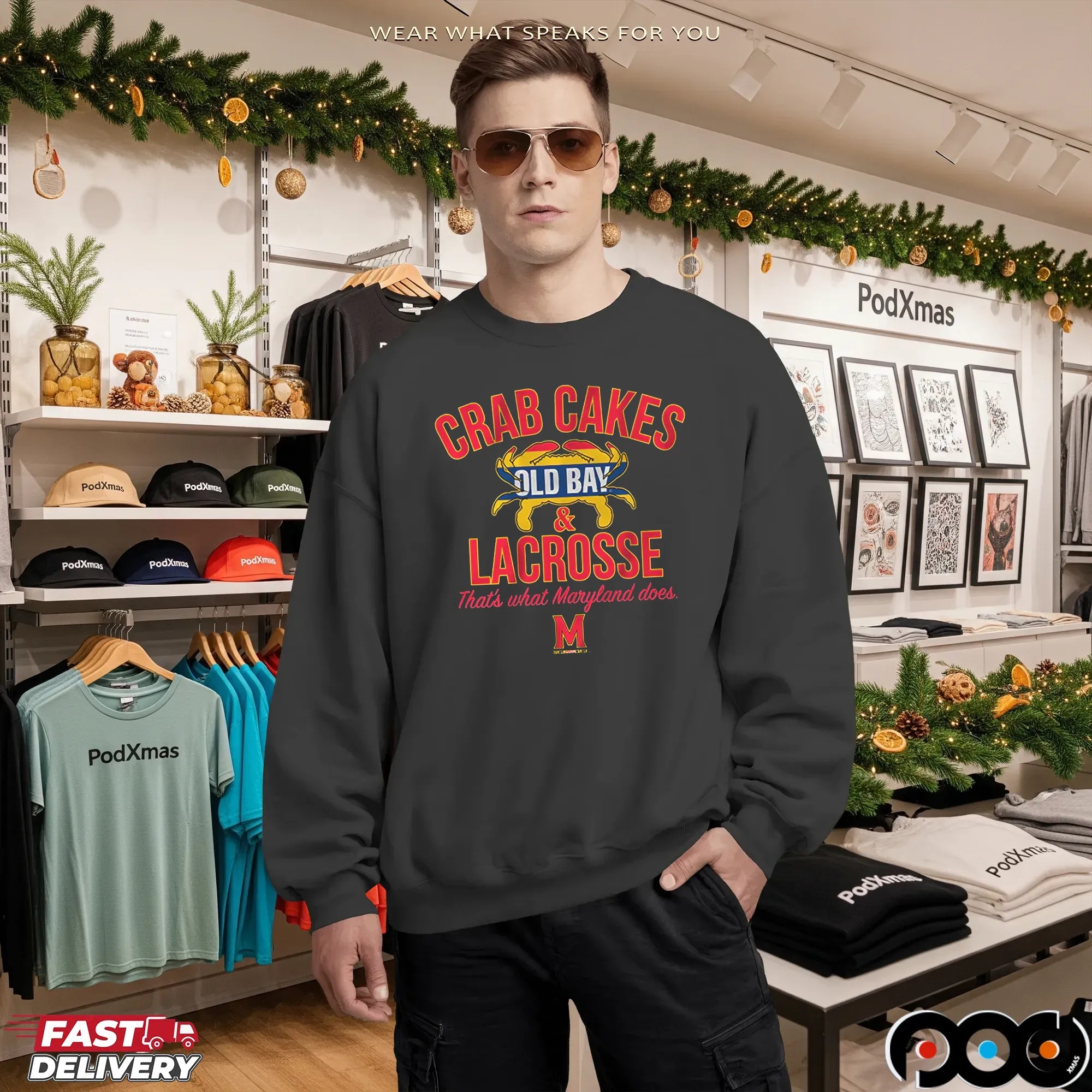Crab Cakes Old Bay and Lacrosse Shirt Maryland Does T Shirt