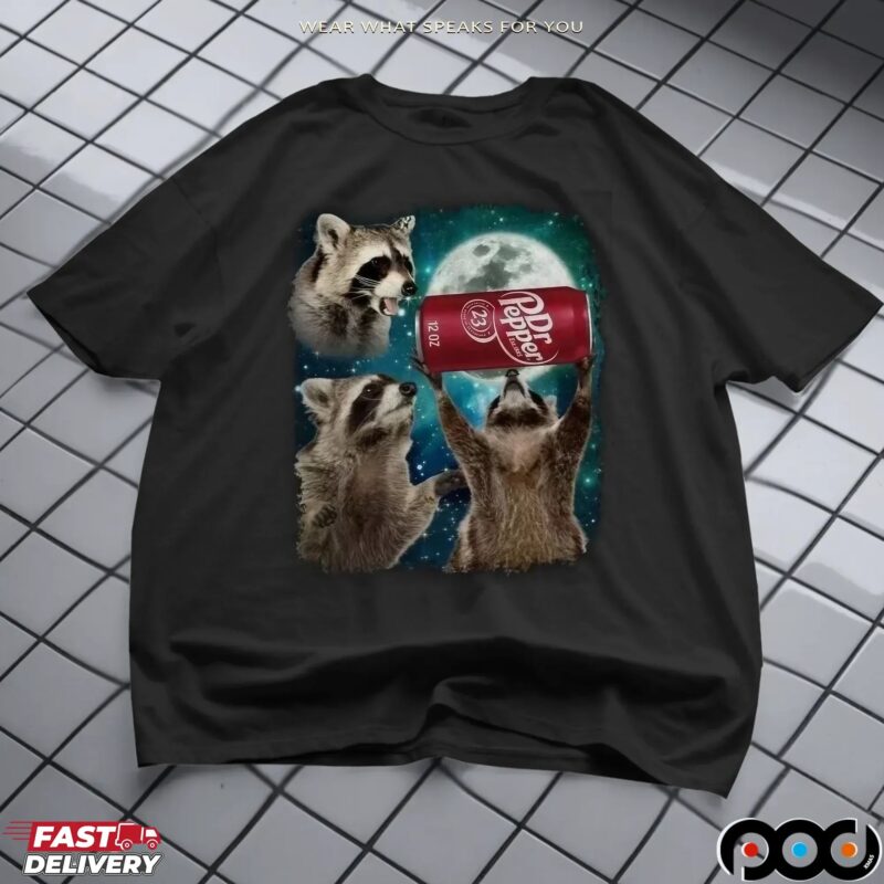 Three Raccoons Under The Moon Dr Pepper T Shirt