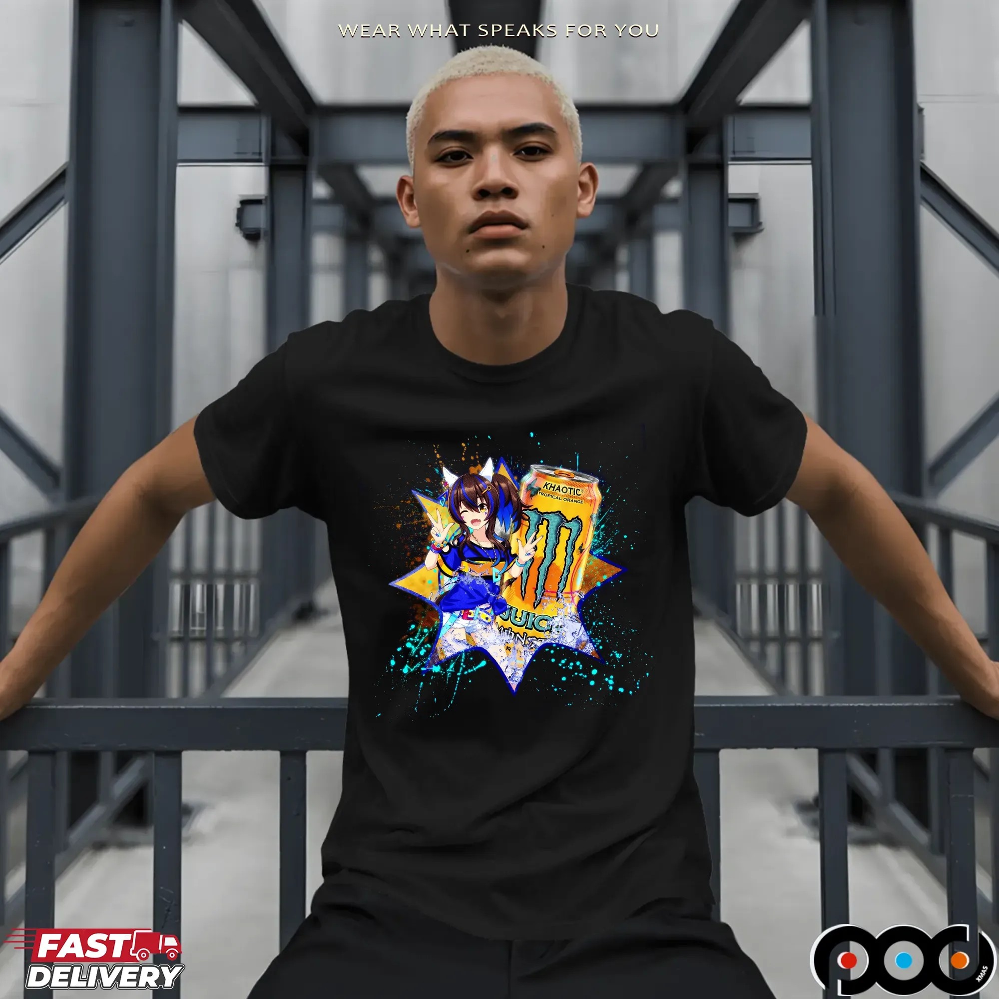 Daitaku Helios Umamusume Pretty Derby Khaotic Juice Monster Energy Anime Mashup T Shirt