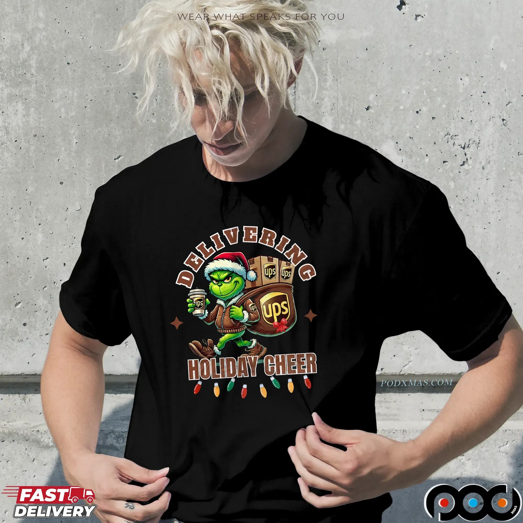 Delivering Holiday Cheer Grinchmas UPS Merry Christmas T Shirt