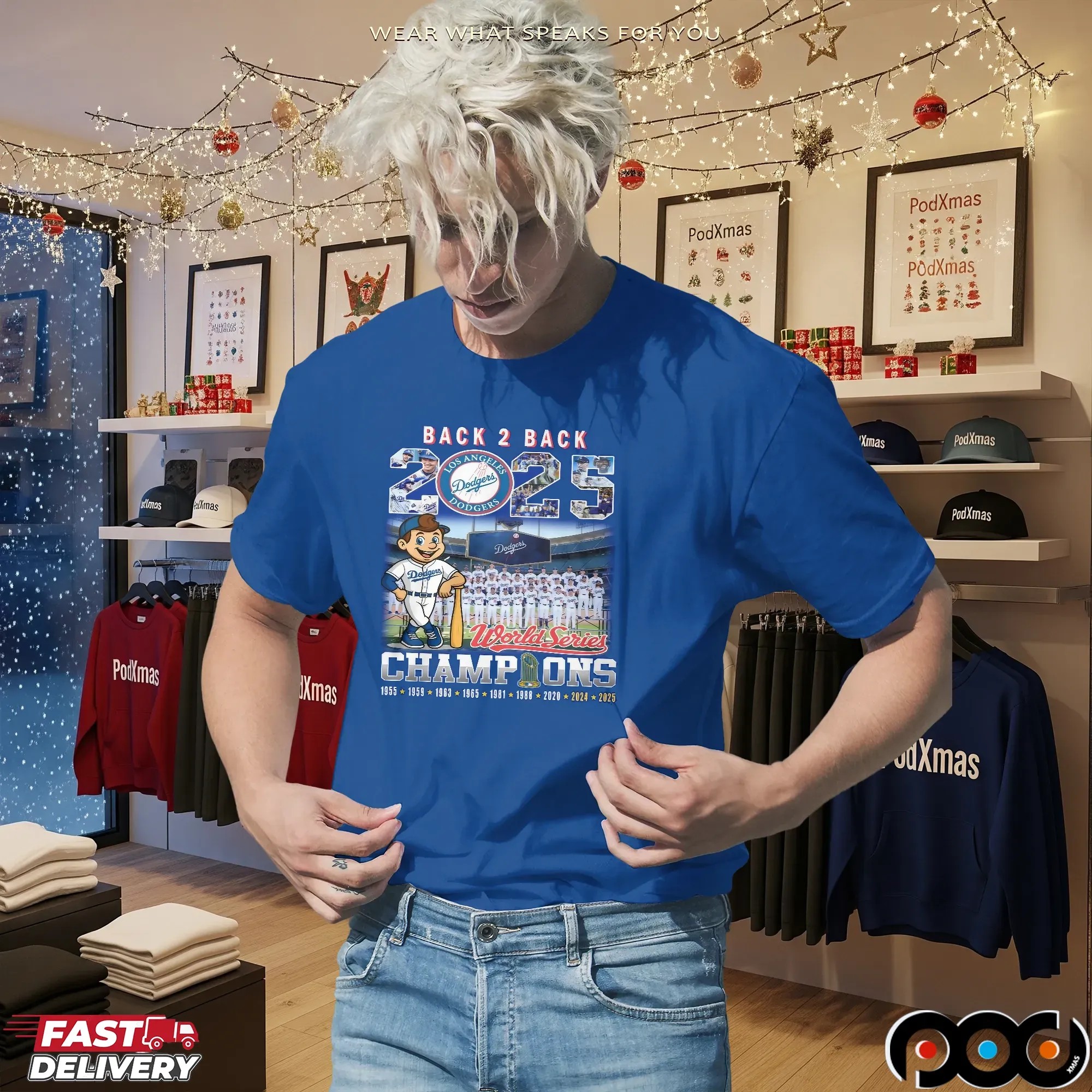 Dodgers 1955 - 2025 World Series Back 2 Back Champions T Shirt