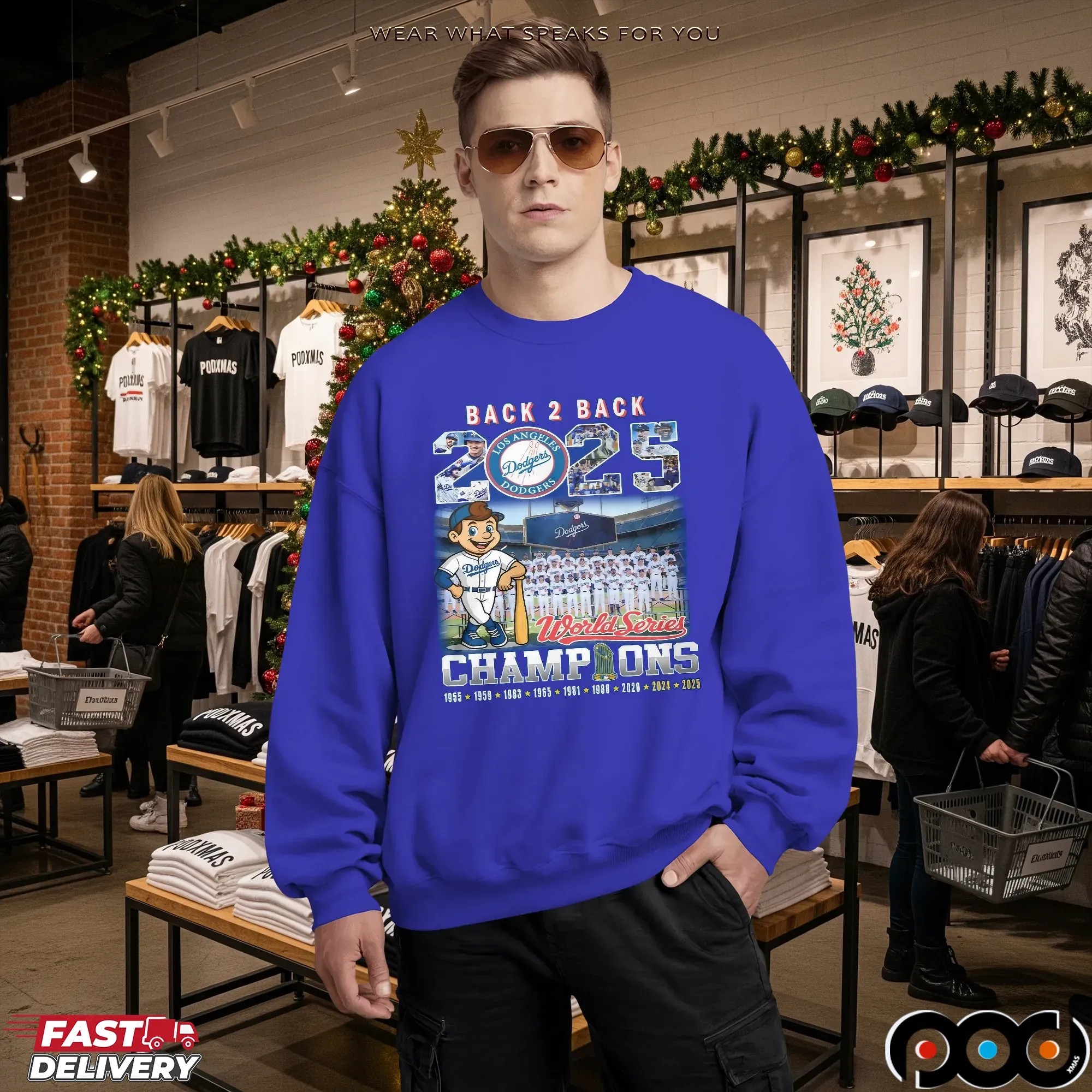 Dodgers 1955 - 2025 World Series Back 2 Back Champions T Shirt