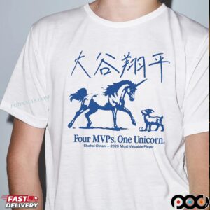 Dodgers Shohei Ohtani Four MVPs One Unicorn 2025 Most Valuable Player T Shirt