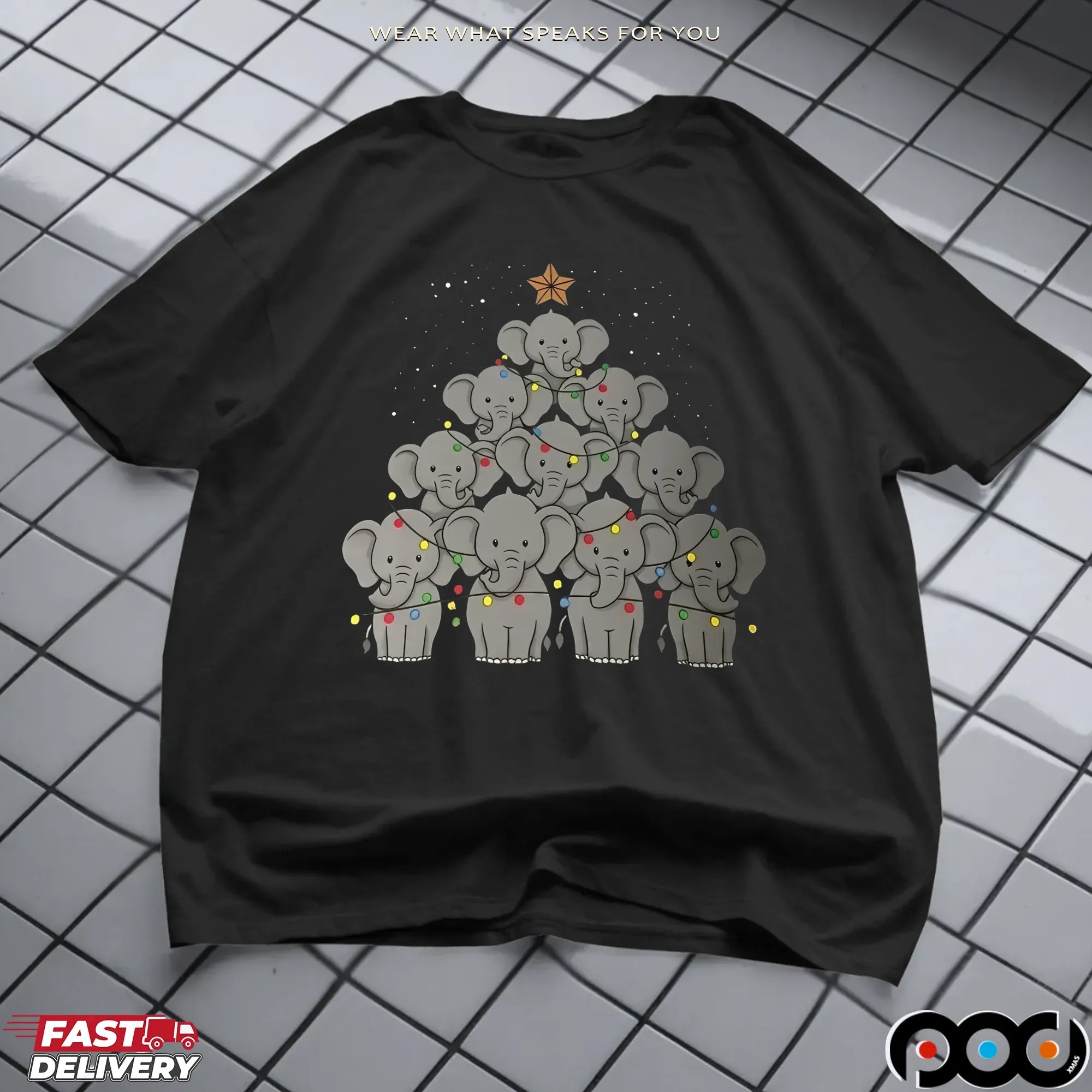 Elephant Christmas Tree T Shirt