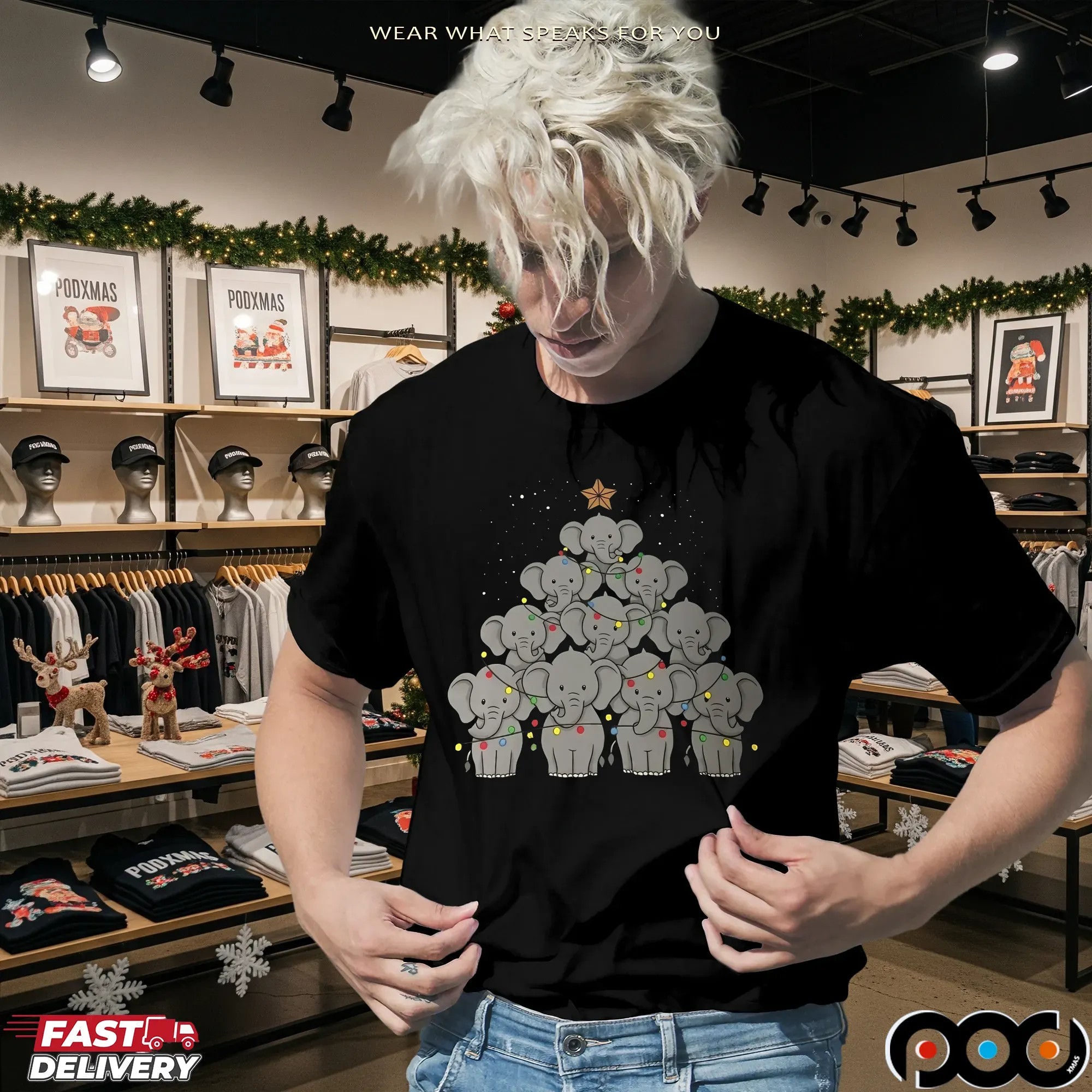 Elephant Christmas Tree T Shirt