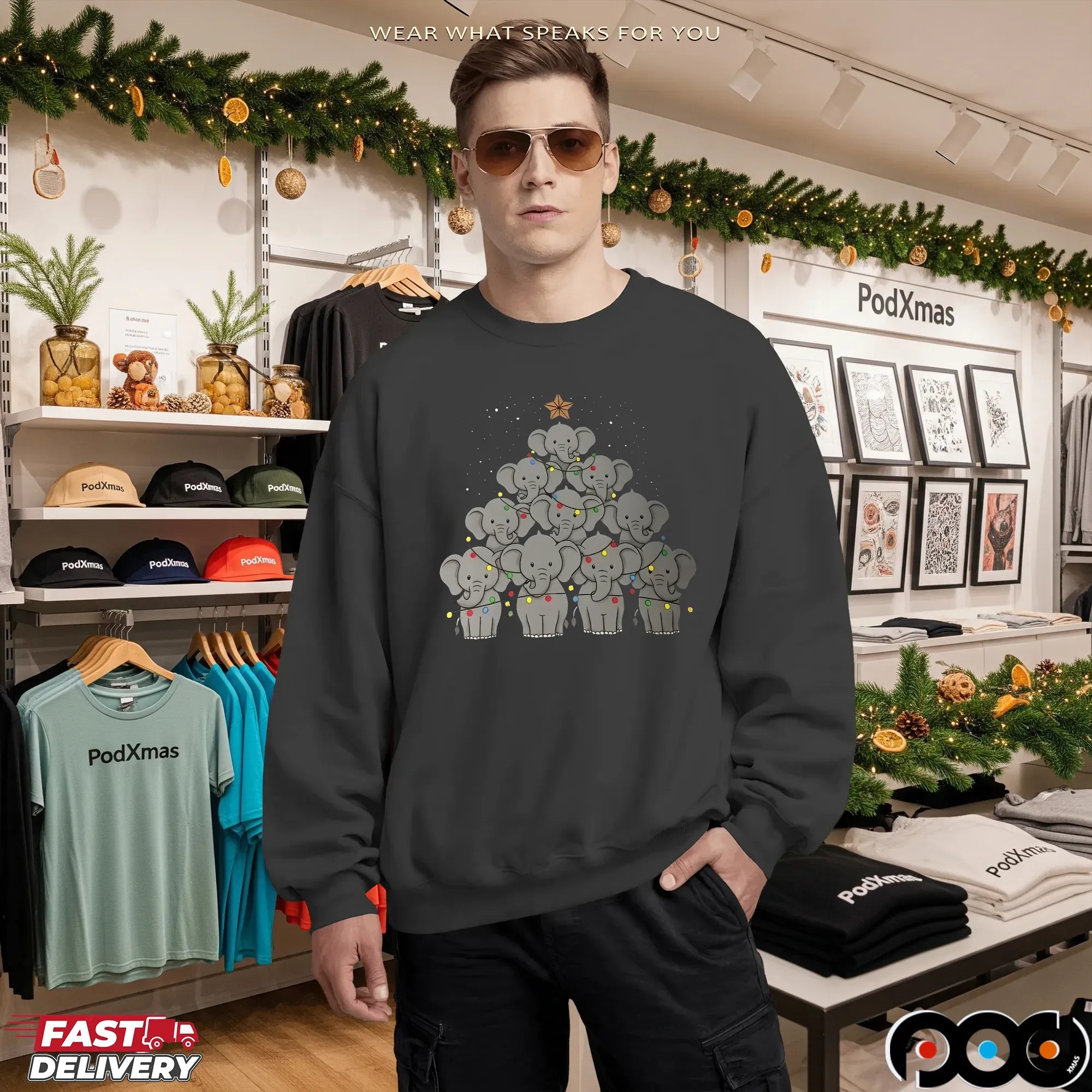 Elephant Christmas Tree T Shirt