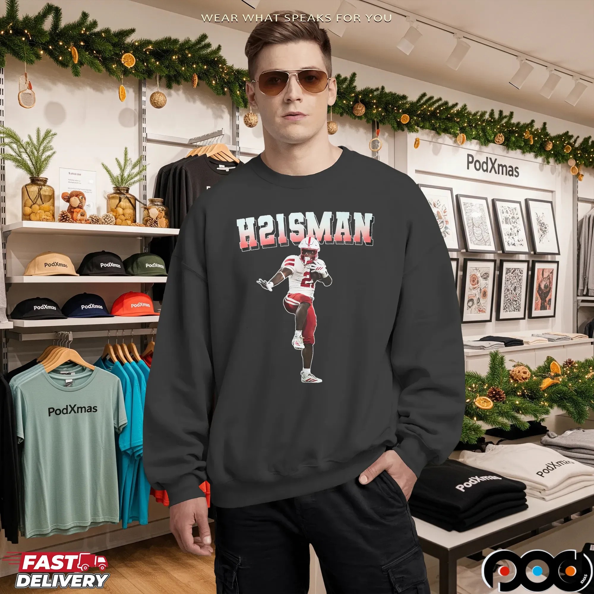 Emmett Johnson wearing H21SMAN Shirt