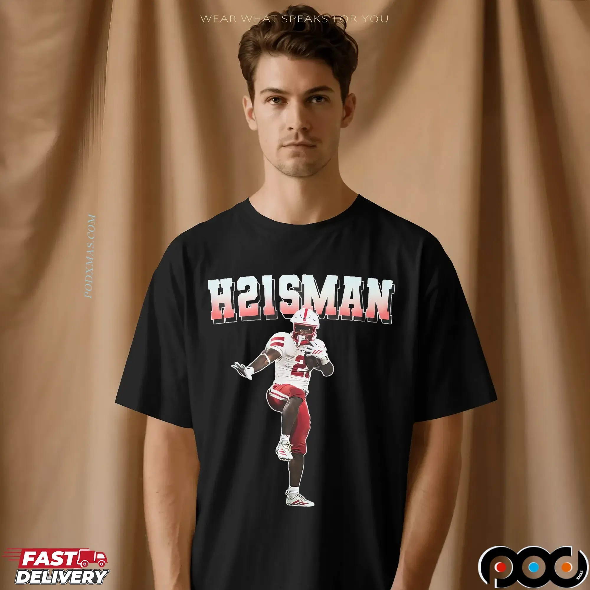 Emmett Johnson wearing H21SMAN Shirt