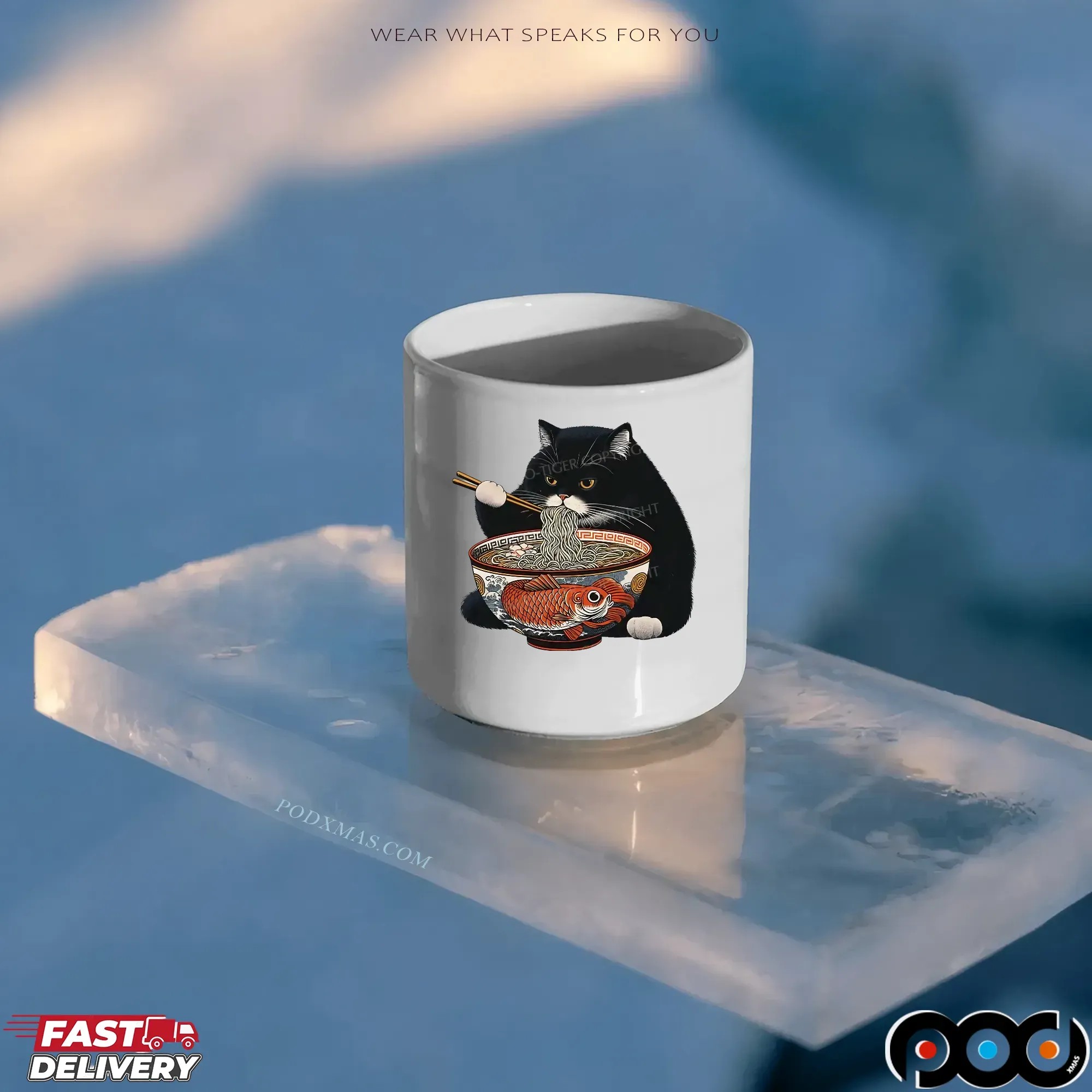 Fat Cat Eating Ramen Classic T Shirt
