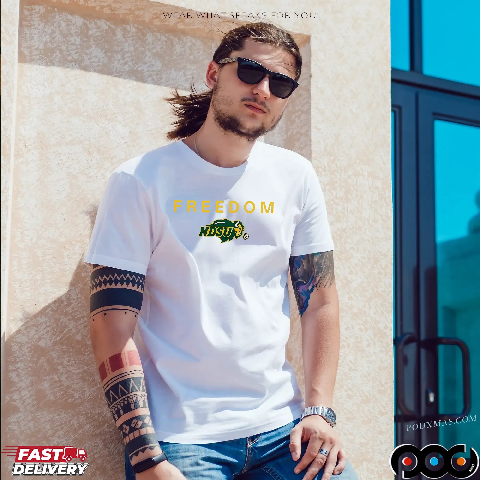 Freedom North Dakota State Bison Football Logo T Shirt