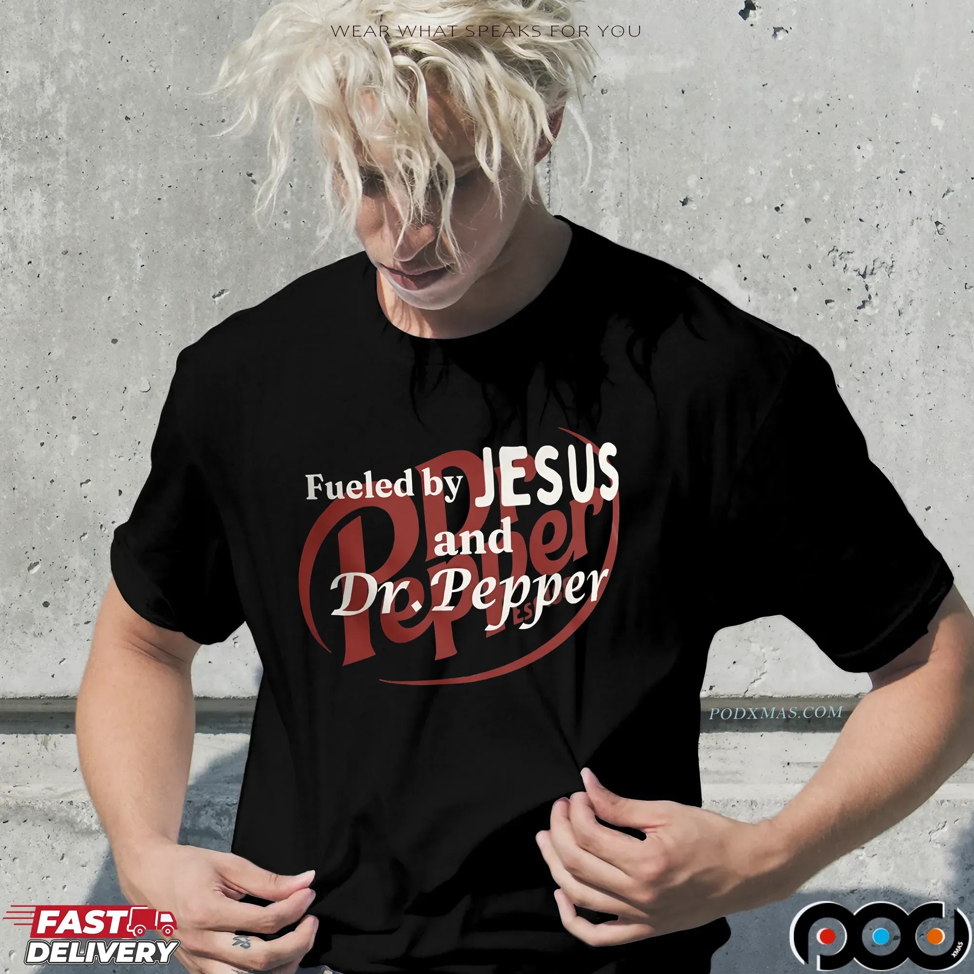 Fueled by Jesus and Dr Pepper Soda Christian T Shirt