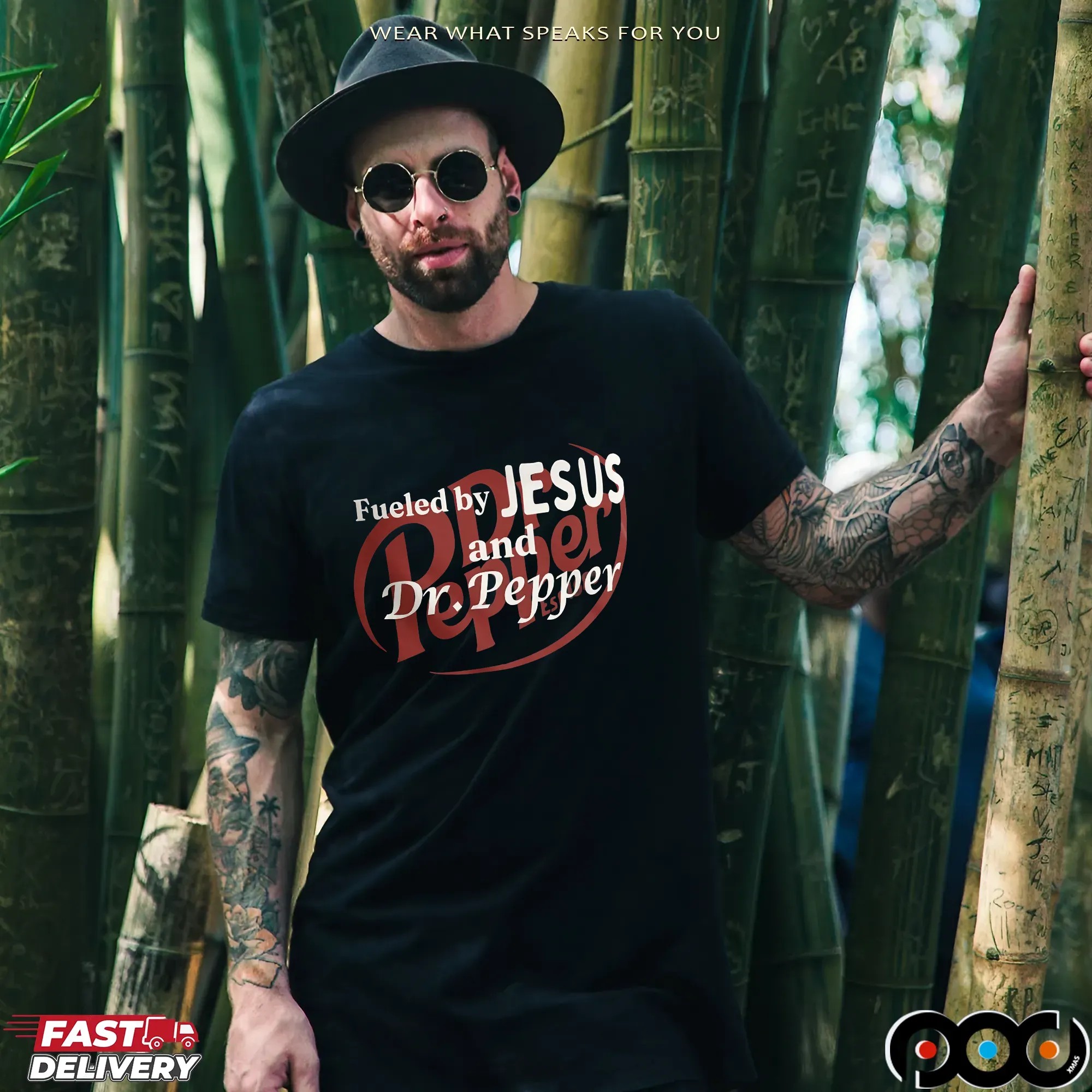 Fueled by Jesus and Dr Pepper Soda Christian T Shirt