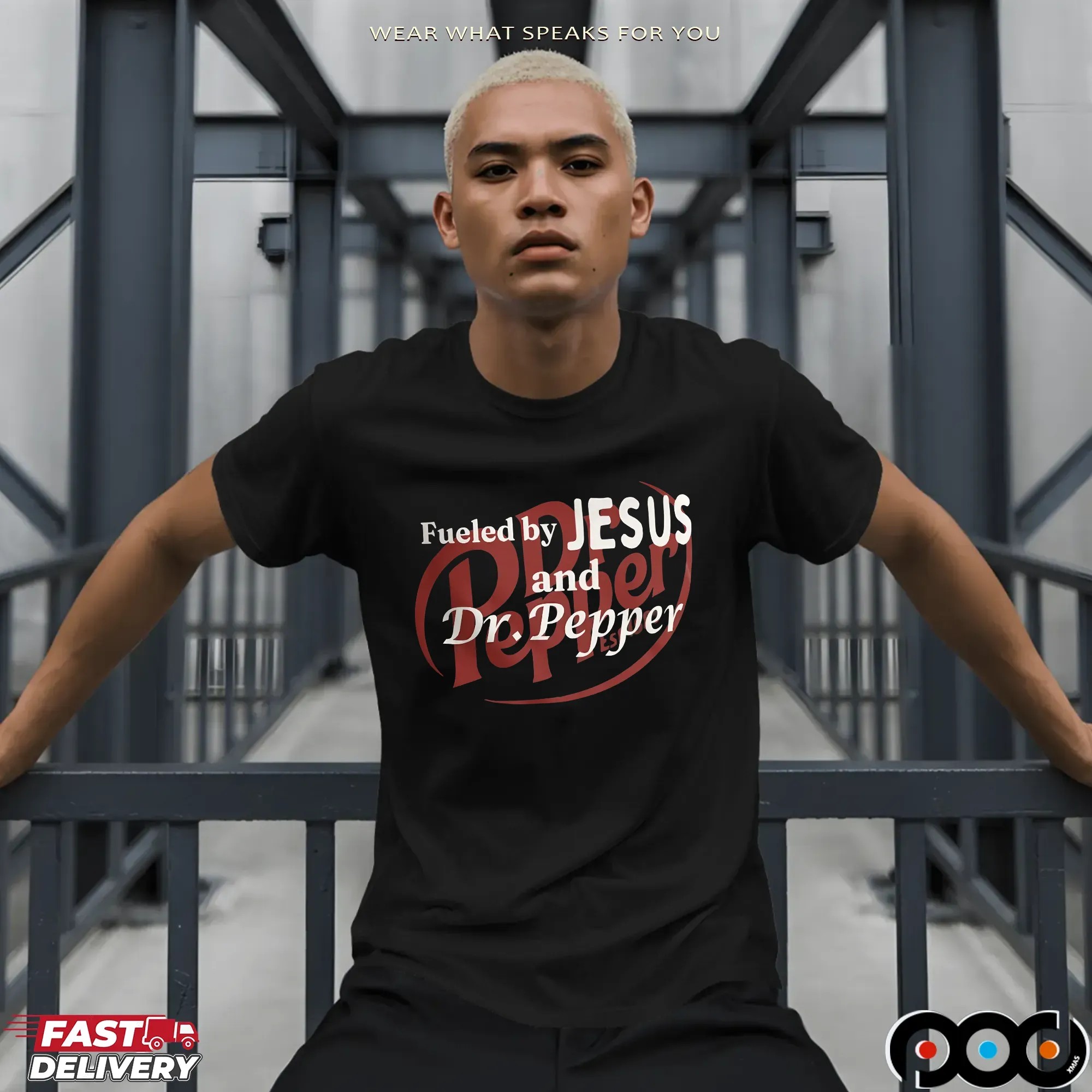 Fueled by Jesus and Dr Pepper Soda Christian T Shirt