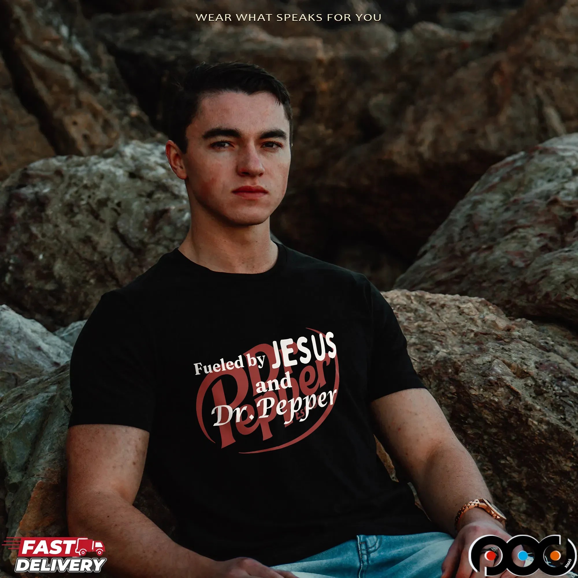 Fueled by Jesus and Dr Pepper Soda Christian T Shirt