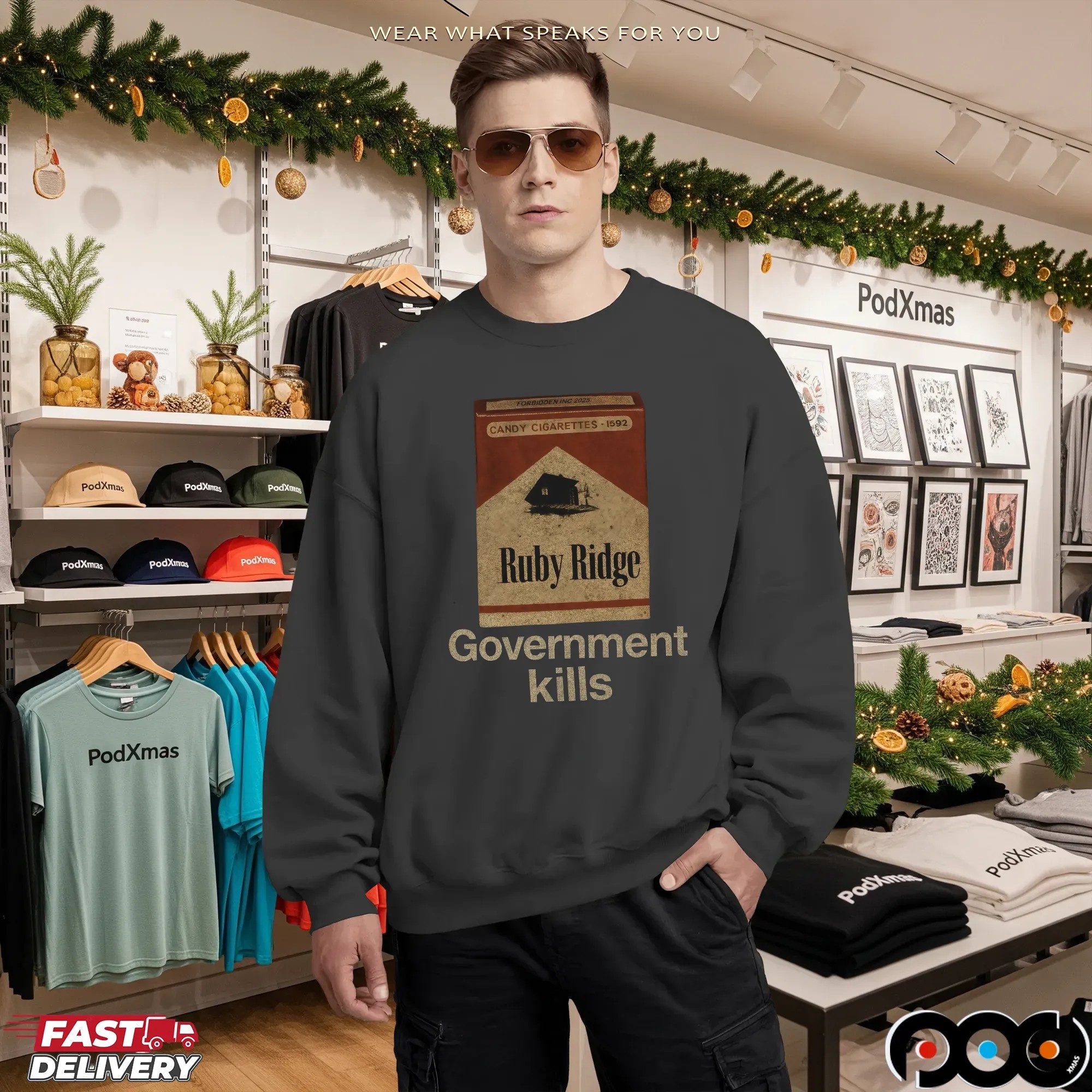 Government Kills Ruby Ridge Candy Cigarette T Shirt