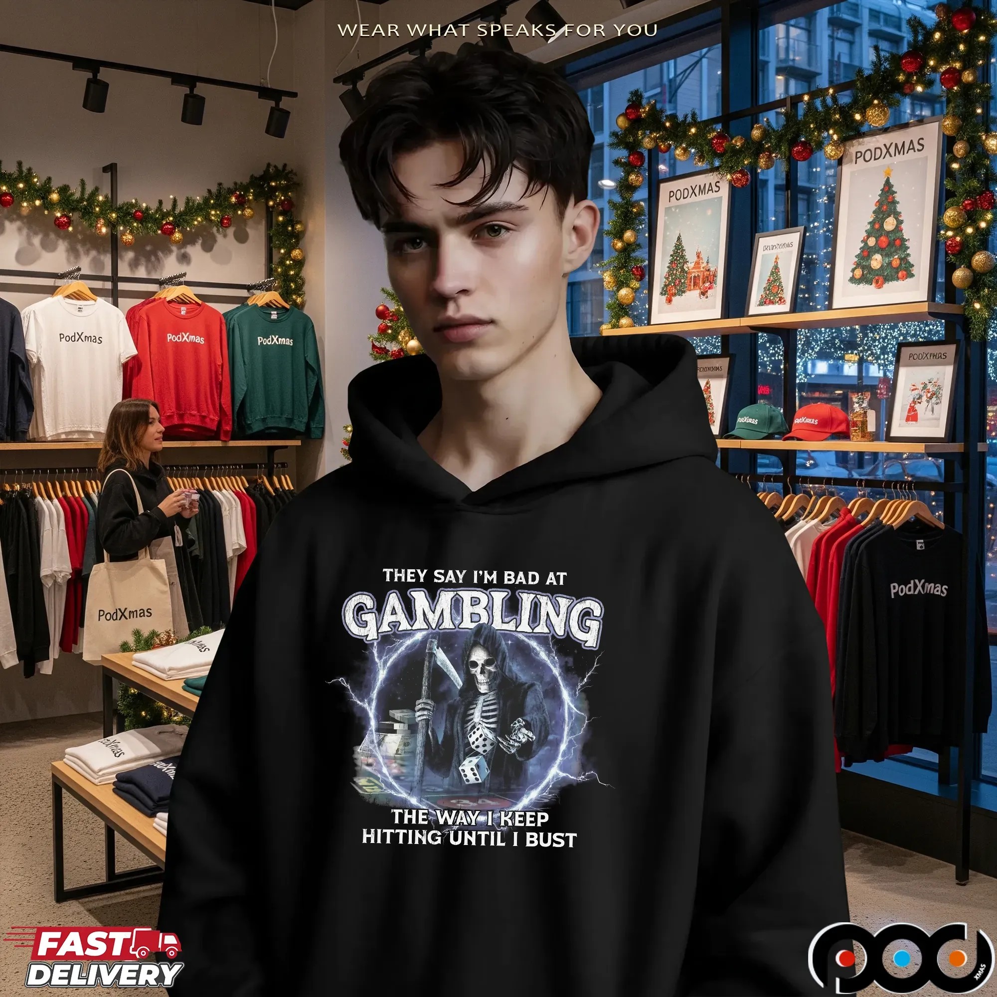 Grim Reaper They Say I'm Bad at Gambling The Way I Keep Hitting Until I Bust T Shirt