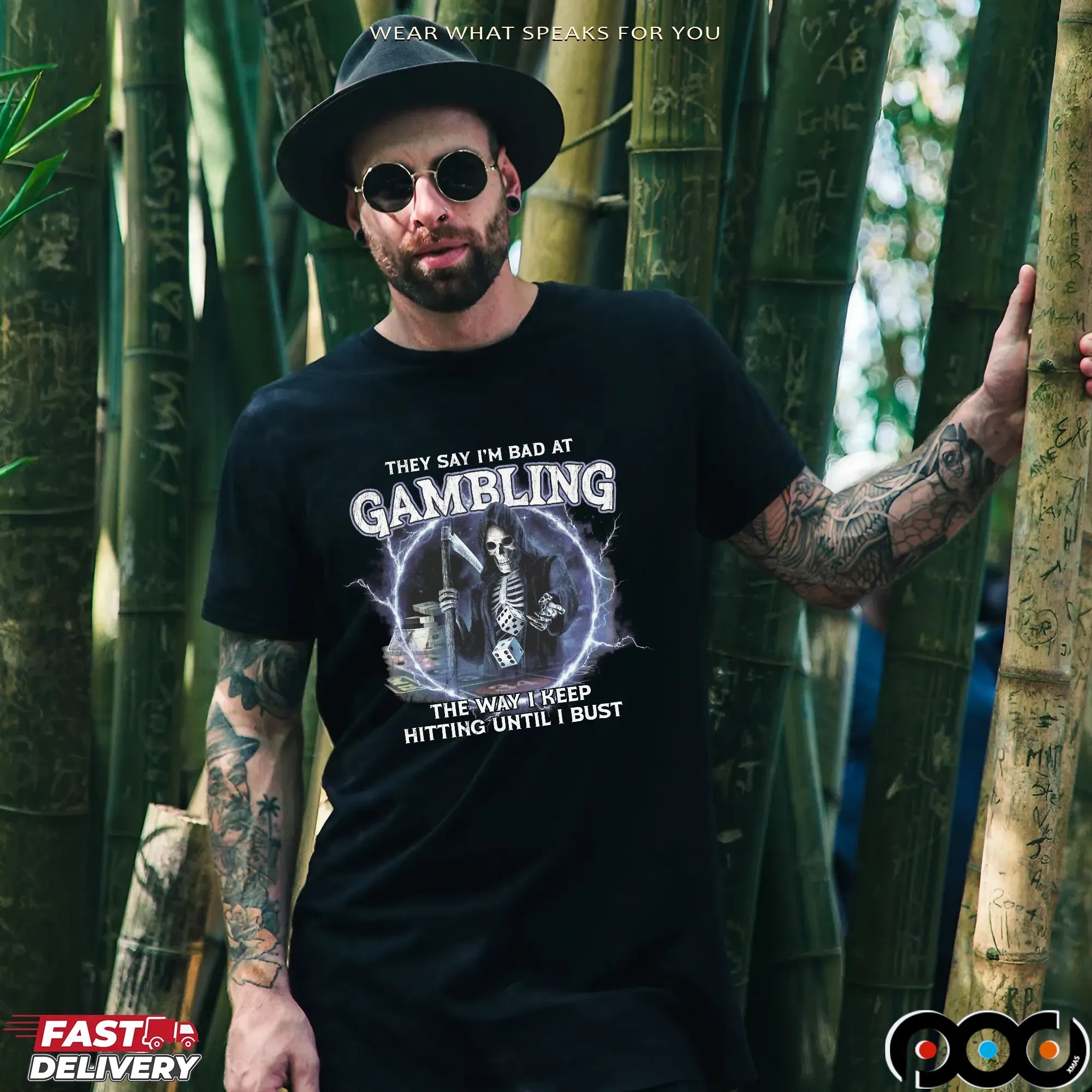 Grim Reaper They Say I'm Bad at Gambling The Way I Keep Hitting Until I Bust T Shirt