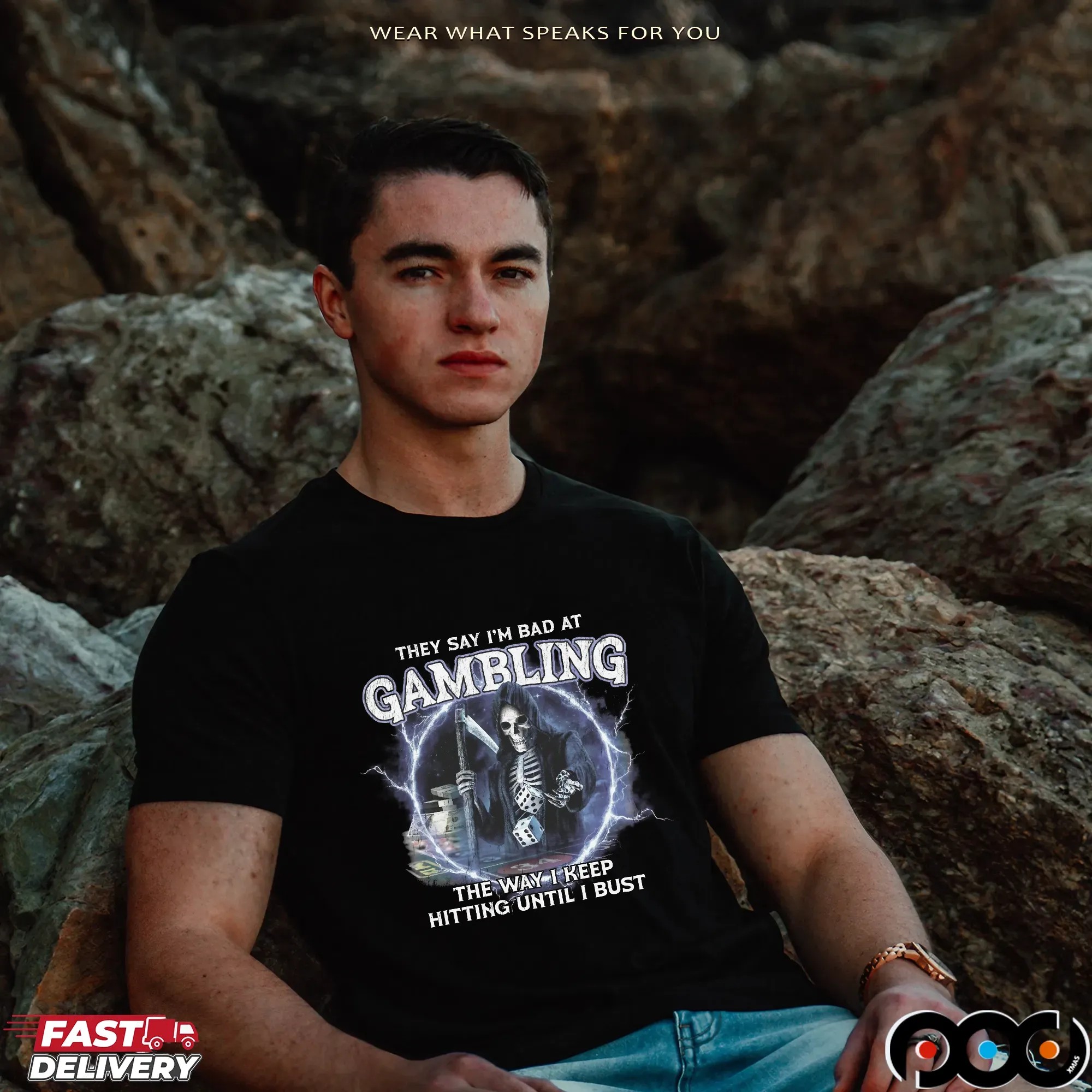 Grim Reaper They Say I'm Bad at Gambling The Way I Keep Hitting Until I Bust T Shirt